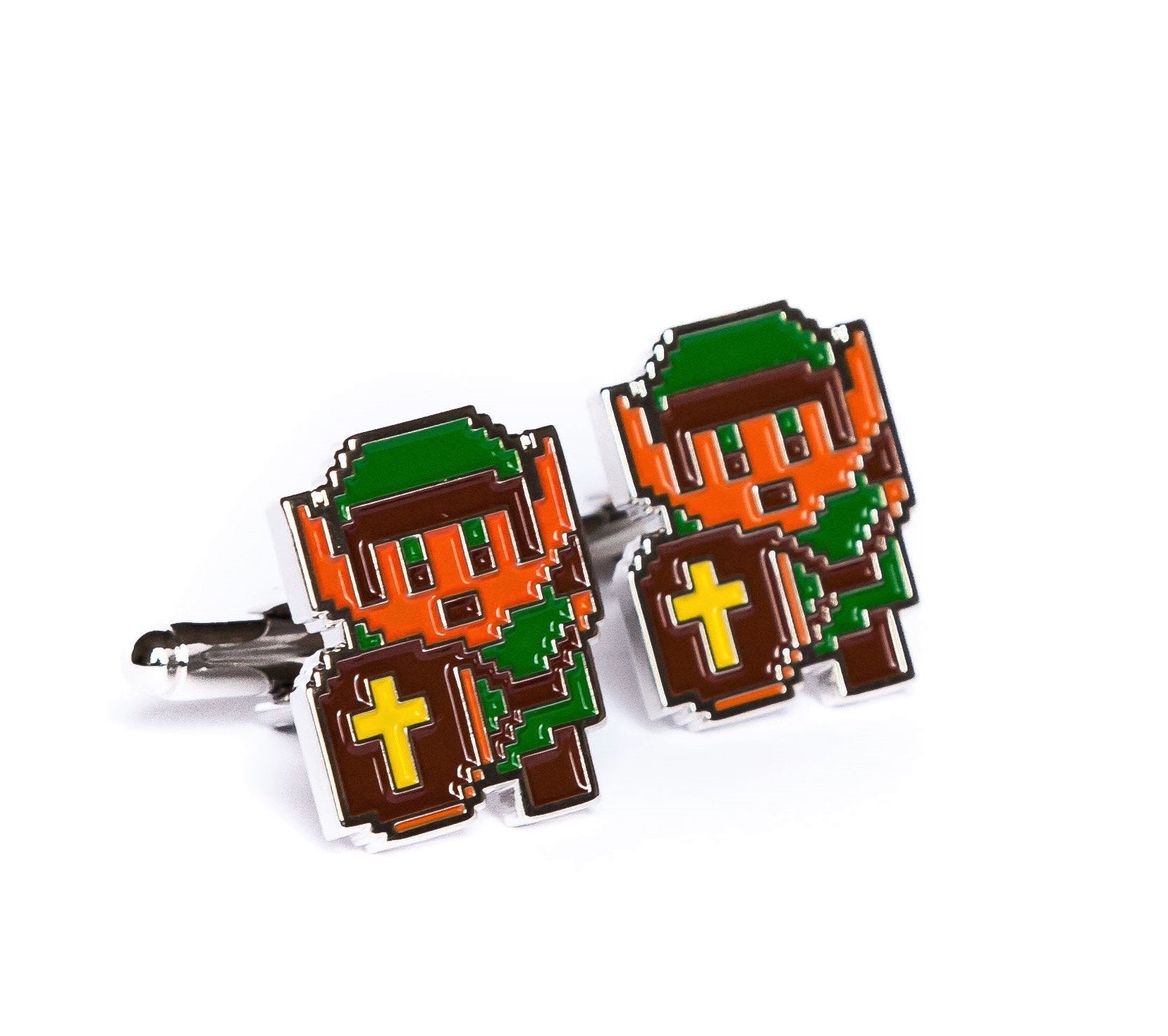 Legend of Zelda 8-Bit Cufflinks Retro Gaming Accessory Video Game Fan Jewelry Zelda-Inspired Design Unique Men's Cufflinks Gift for Gamers