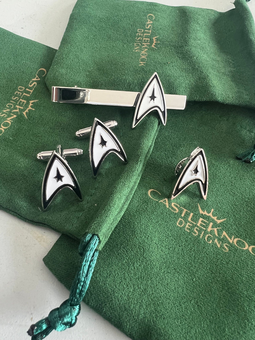Star Trek Cufflinks Suit Pin Tieclip Star Trek Gift Trekkie Gift Star Fleet Symbol Star Fleet Cufflinks Gift for Nerdy Boyfriend Gift