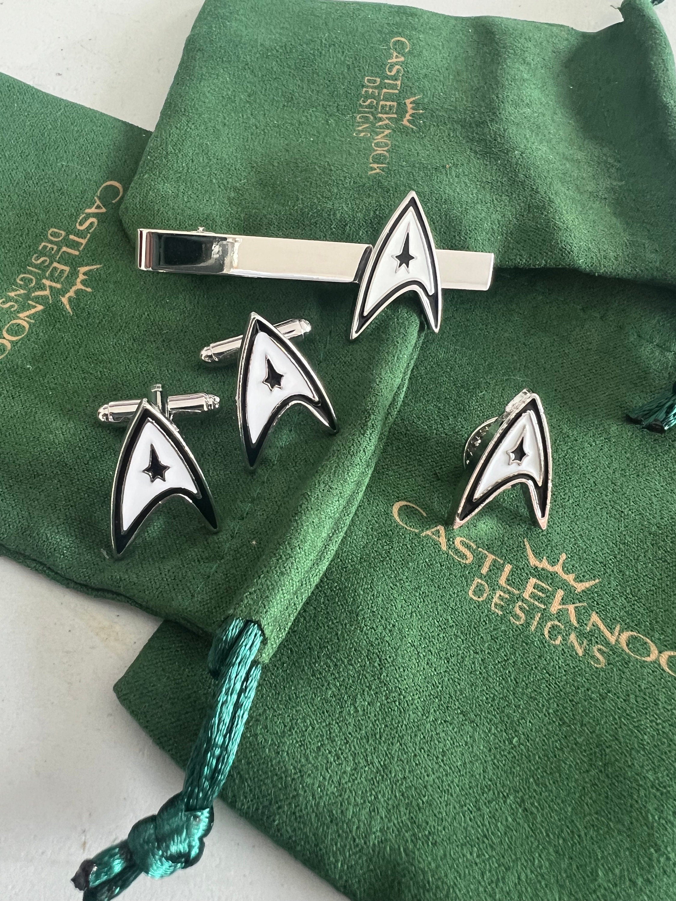 Star Trek Cufflinks Suit Pin Tieclip Star Trek Gift Trekkie Gift Star Fleet Symbol Star Fleet Cufflinks Gift for Nerdy Boyfriend Gift