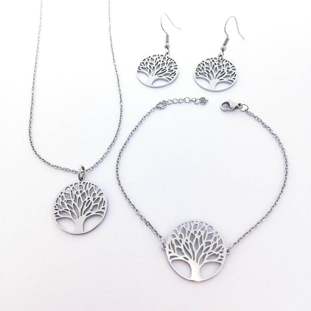 Tree of Life Rose Gold or Silver Earrings, Necklace and Bracelet Set, Irish Gift, Gift Ireland, Unique Irish Gift, Irish Gift for Her