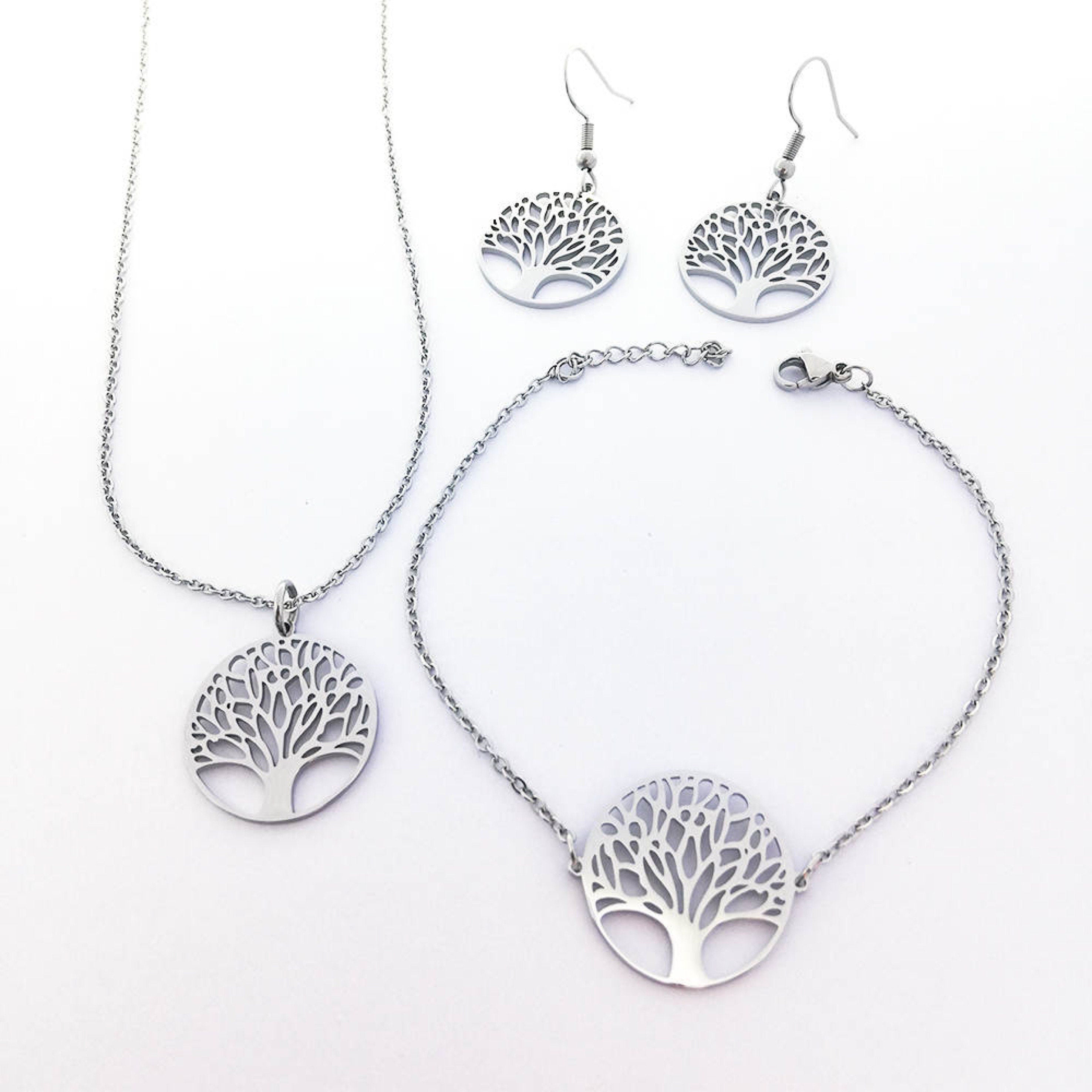 Tree of Life Rose Gold or Silver Earrings, Necklace and Bracelet Set, Irish Gift, Gift Ireland, Unique Irish Gift, Irish Gift for Her
