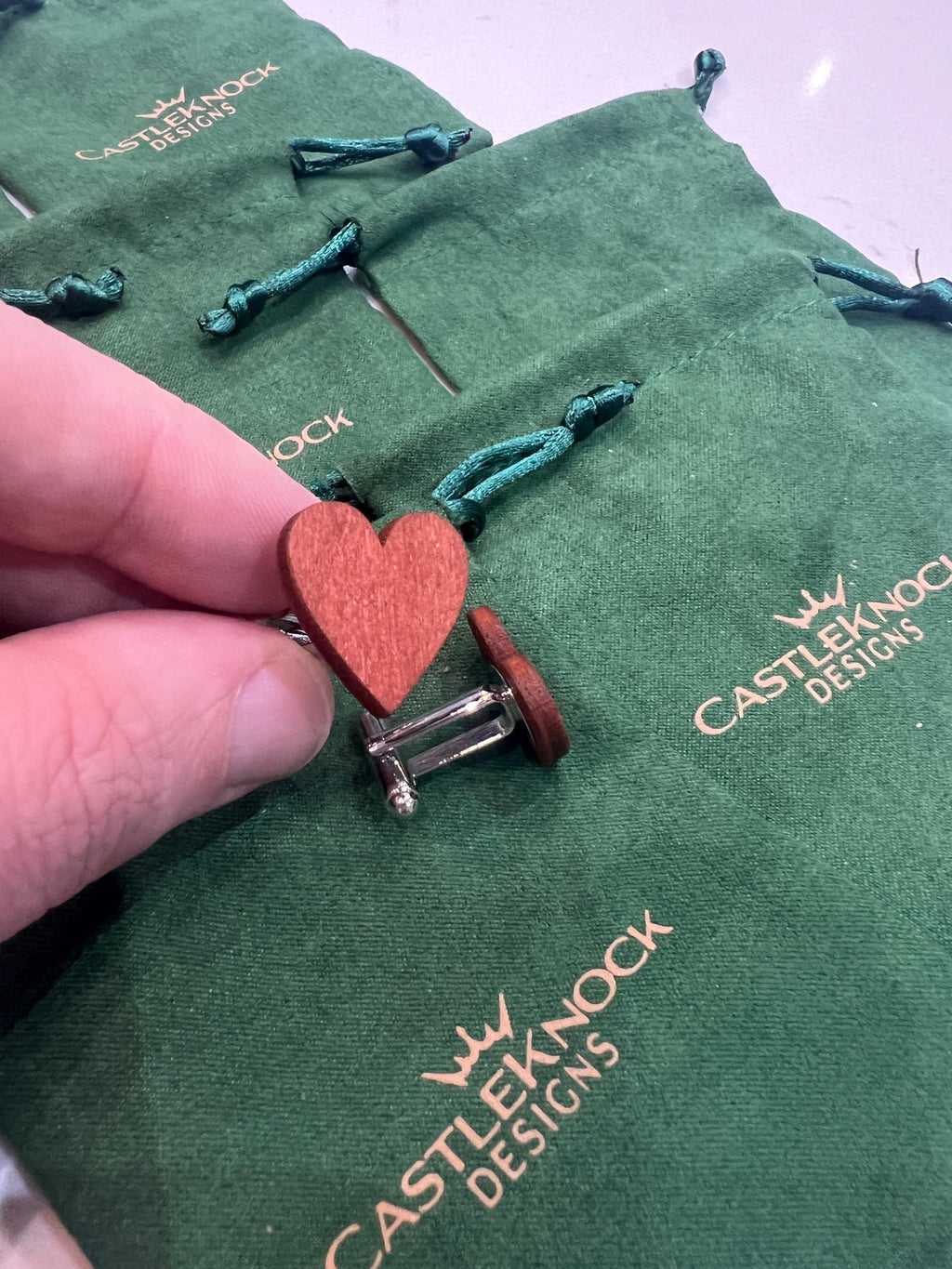 Wooden Heart Cufflinks Handmade Rustic Mens Accessory Unique Gift for Him Groomsmen Wedding Anniversary Valentines Day Father's Day Present