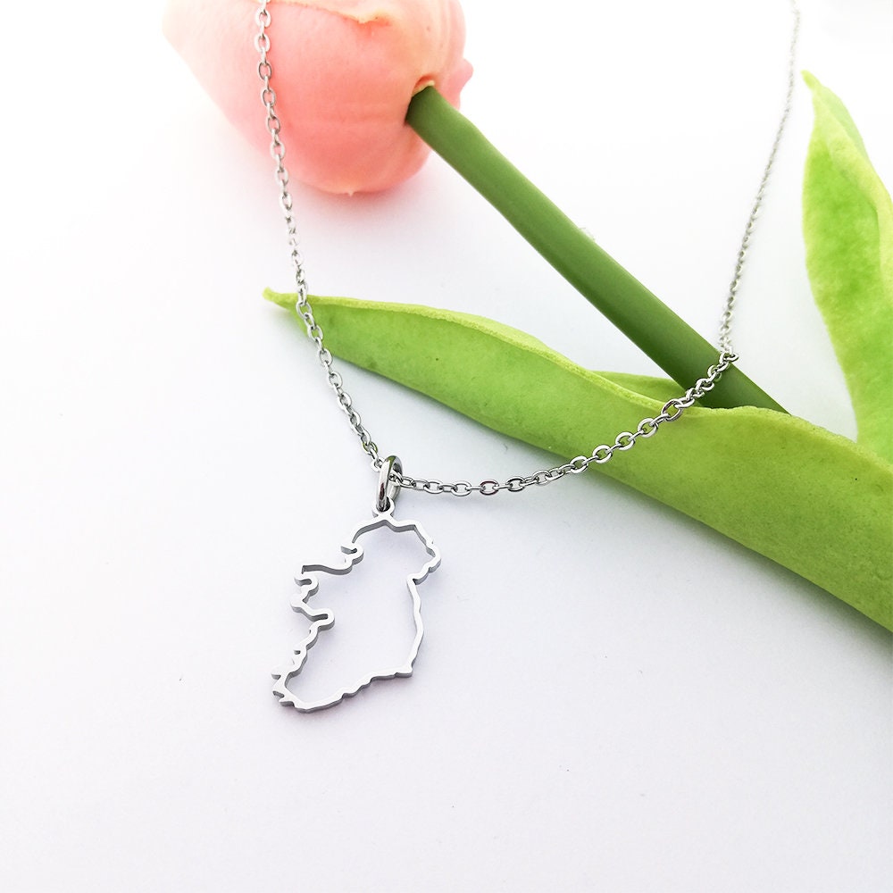 Ireland Map Silver Transparent Necklace Handcrafted Irish Jewelry Unique Gift for Her Celtic Pendant Elegant and Meaningful Irish Keepsake