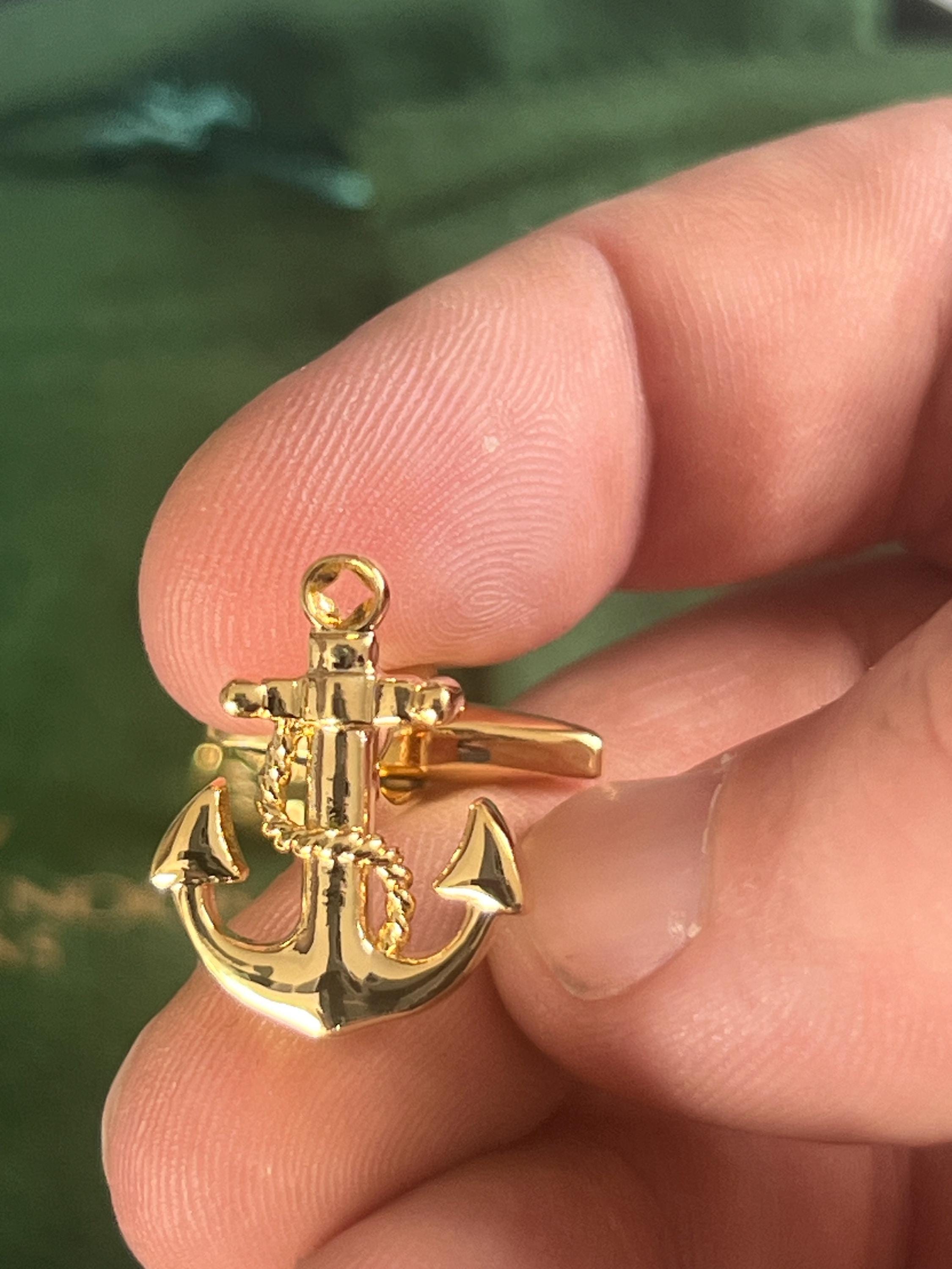 Gold Anchor Cufflinks Nautical Inspired Men's Jewelry Maritime Accessories Unique for Him Sailing Enthusiast Cufflinks Perfect for Boaters