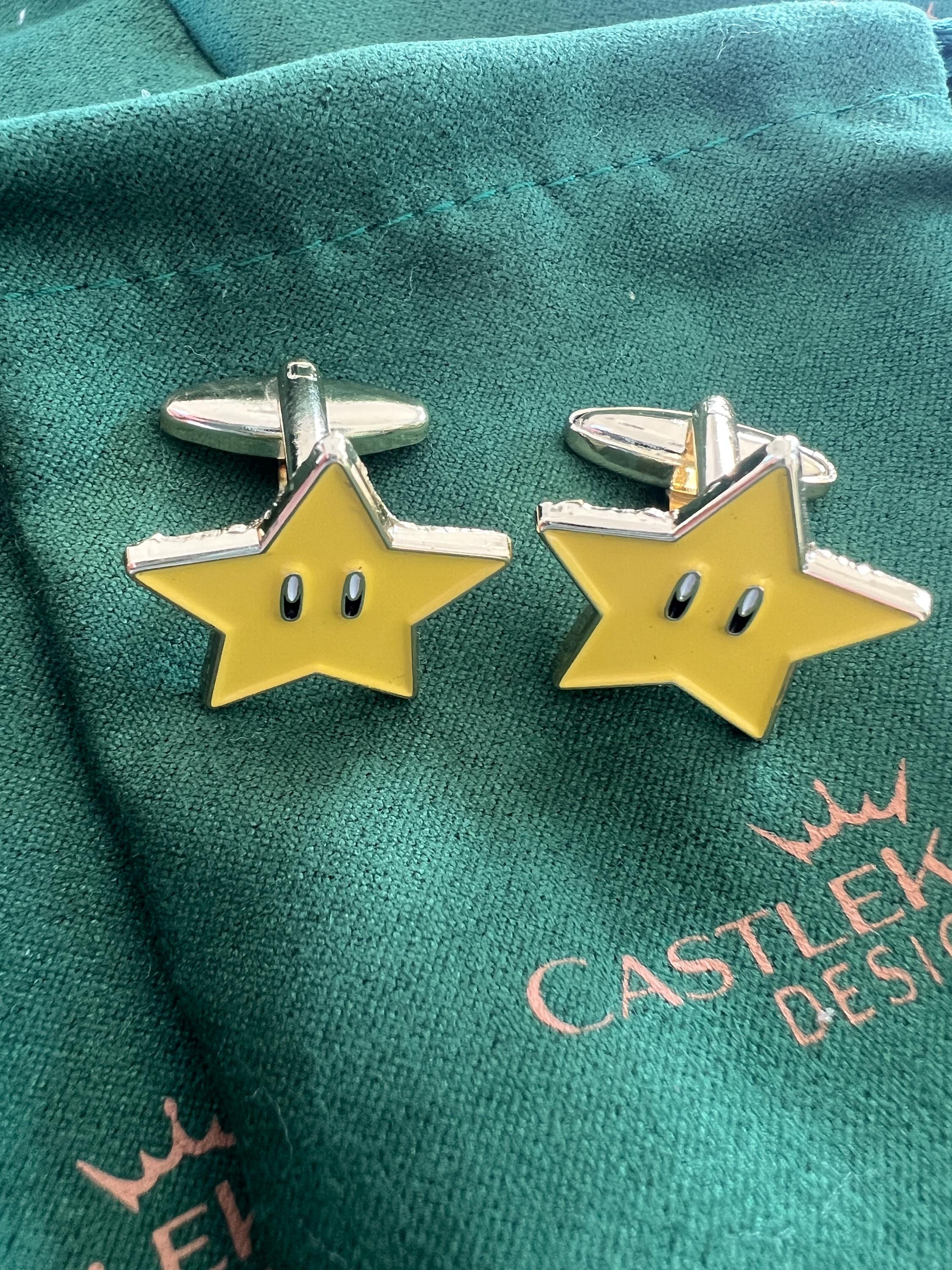 Super Star Mario Series Tie Clip Suit Pin and Cufflinks fun gaming-inspired accessories perfect gift for gamer weddings special occasions