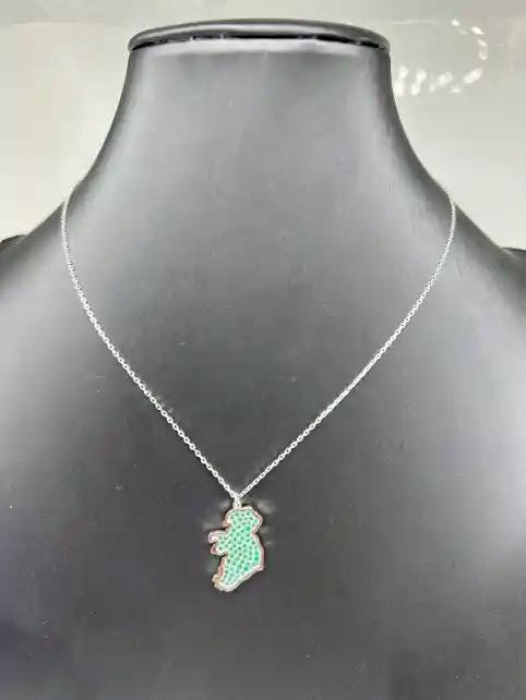 Ireland Map Necklace Sterling Silver Celtic Charm with Emerald Gemstones Irish Heritage Jewelry Emerald Handmade Gift for Her Unique Design