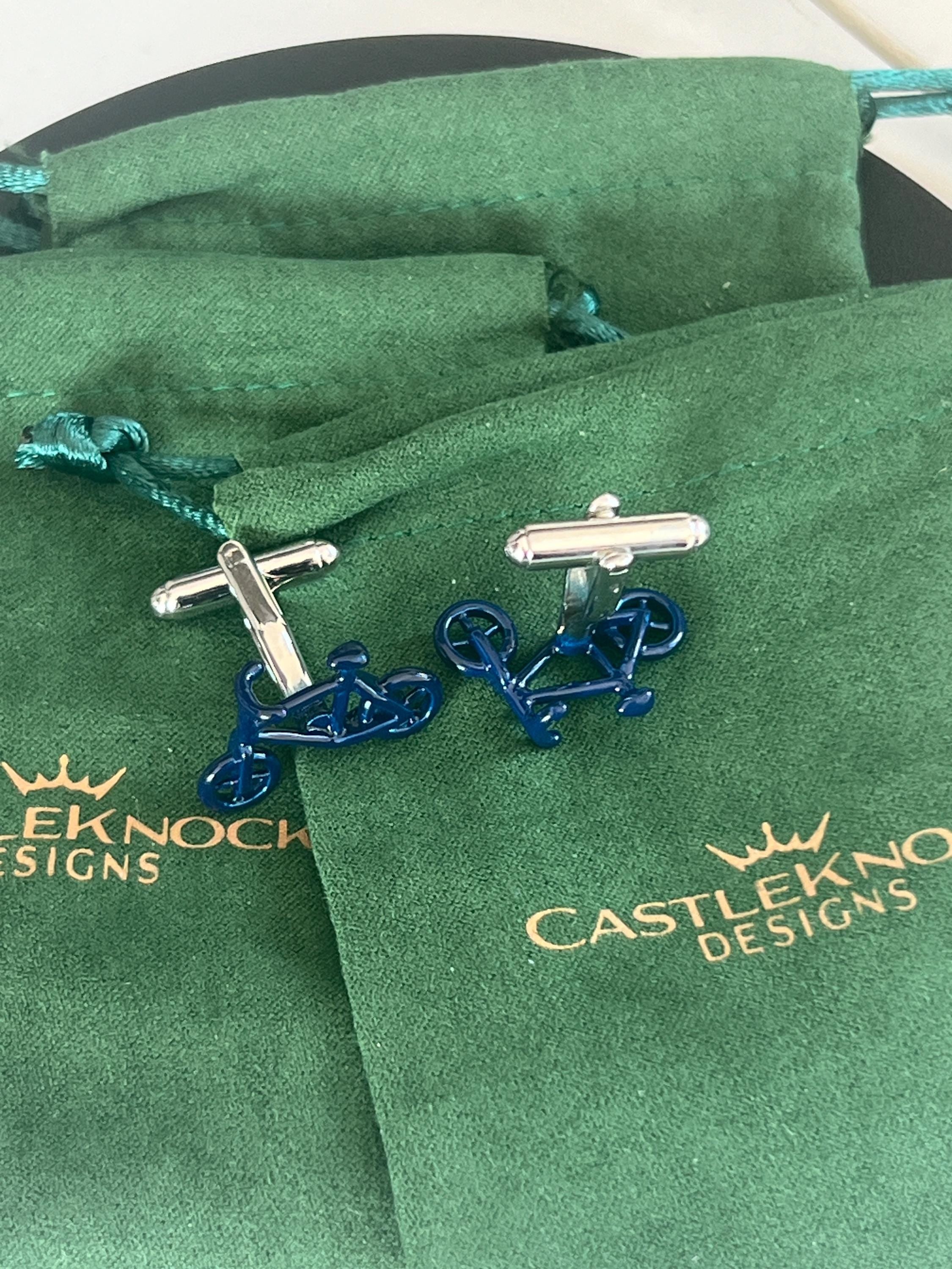 Blue Frame Bicycle Cufflinks Cycling Inspired Men's Jewelry Bike Accessories Unique Gift for Him Bicycle Enthusiast Cufflinks for Riders