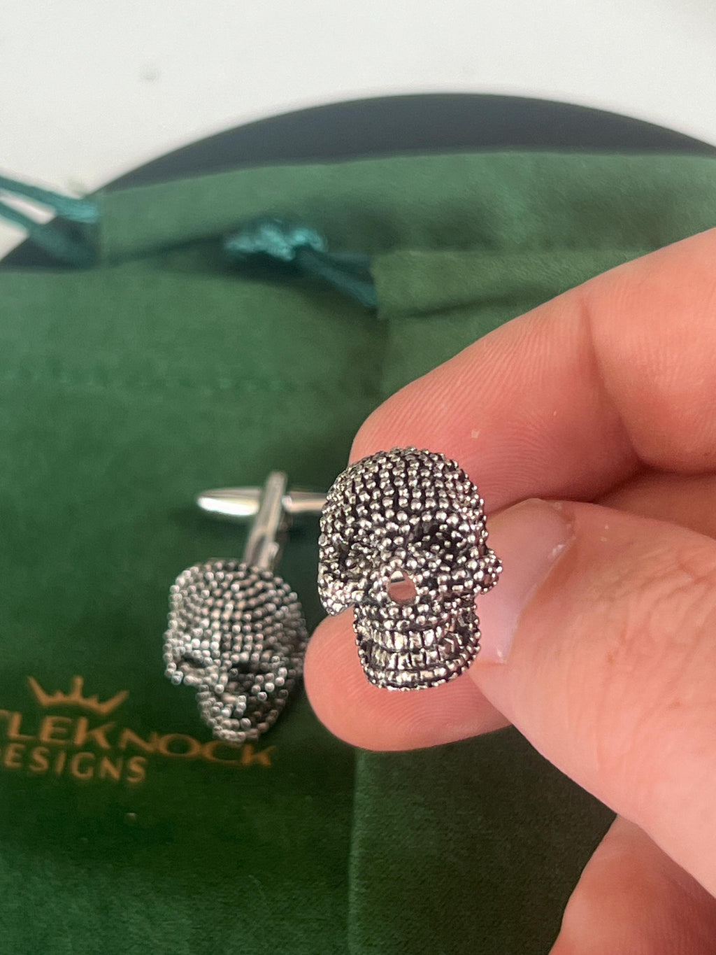 Silver Skull Cufflinks Gothic Men's Jewelry Skeleton Themed Accessories Halloween Gift for Him Wedding Birthday Groom Cufflinks