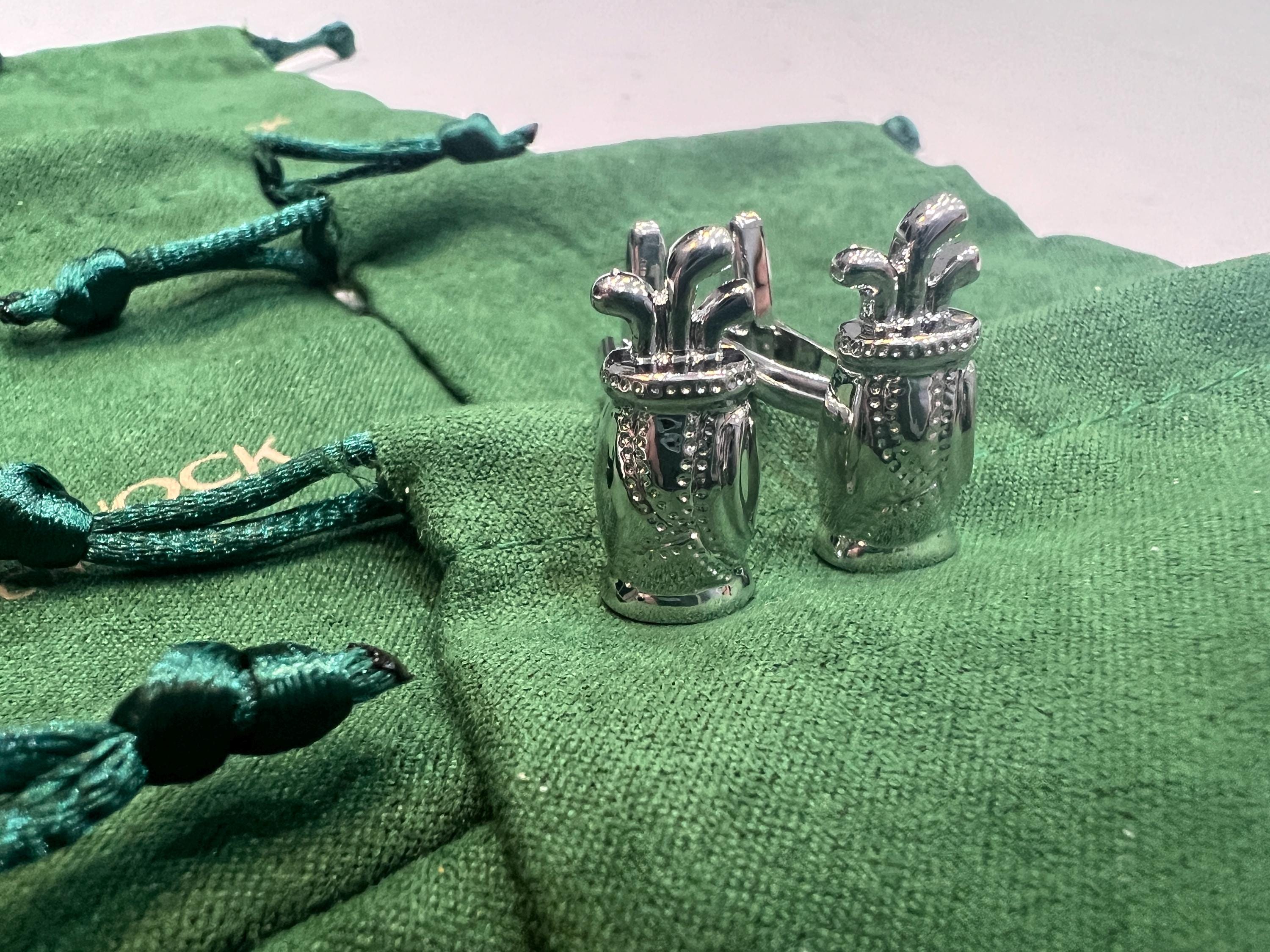 Golf Bag Cufflinks Silver Mens Accessory Unique Gift for Golfer Groomsmen Wedding Fathers Day Birthday Sports Lover Jewelry Golf Enthusiast