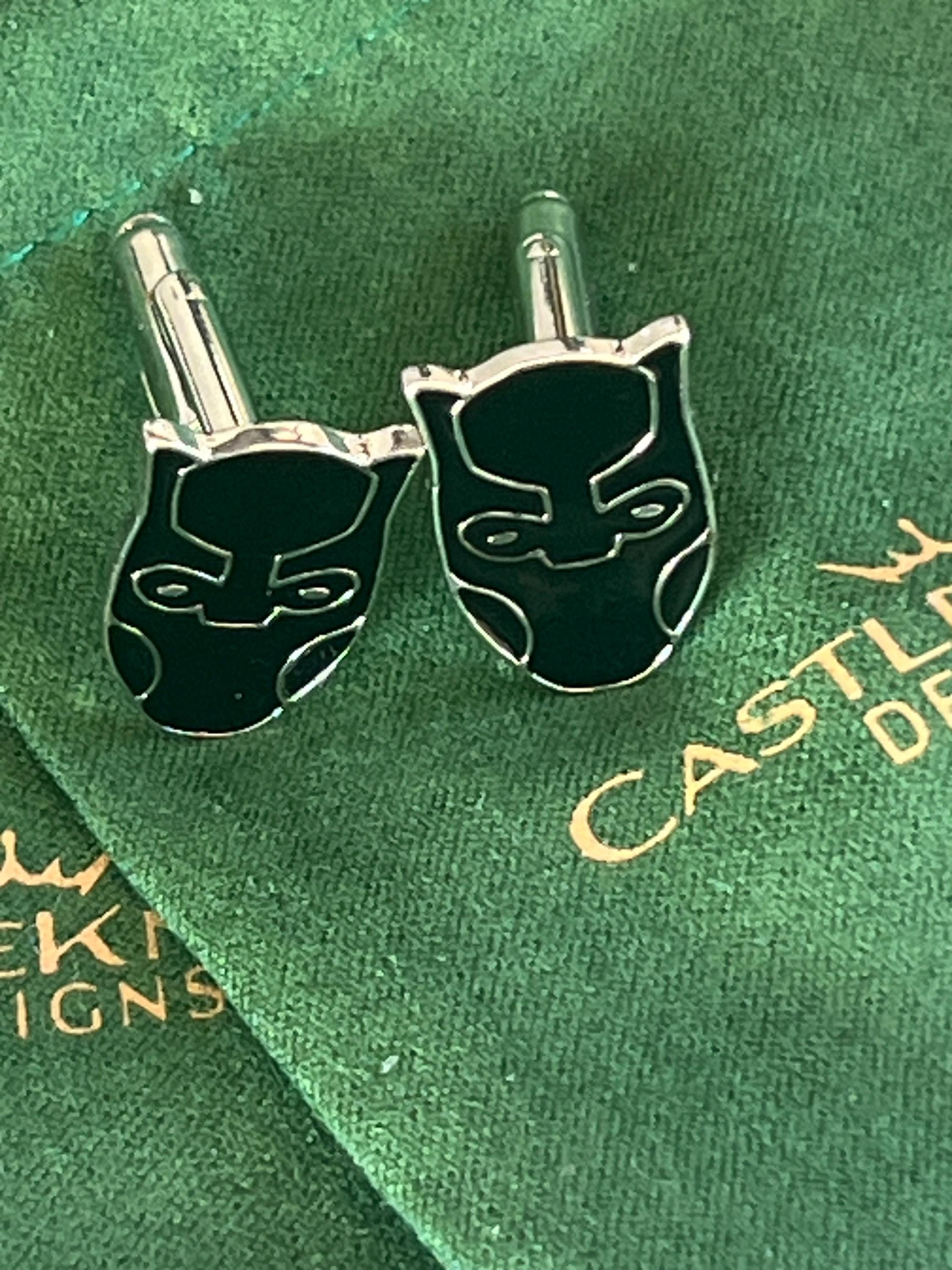 Black Panther Cufflinks Marvel Inspired Men's Jewelry Wakanda Accessories Superhero Gift for Him Wedding Birthday Groom Gift for Fans