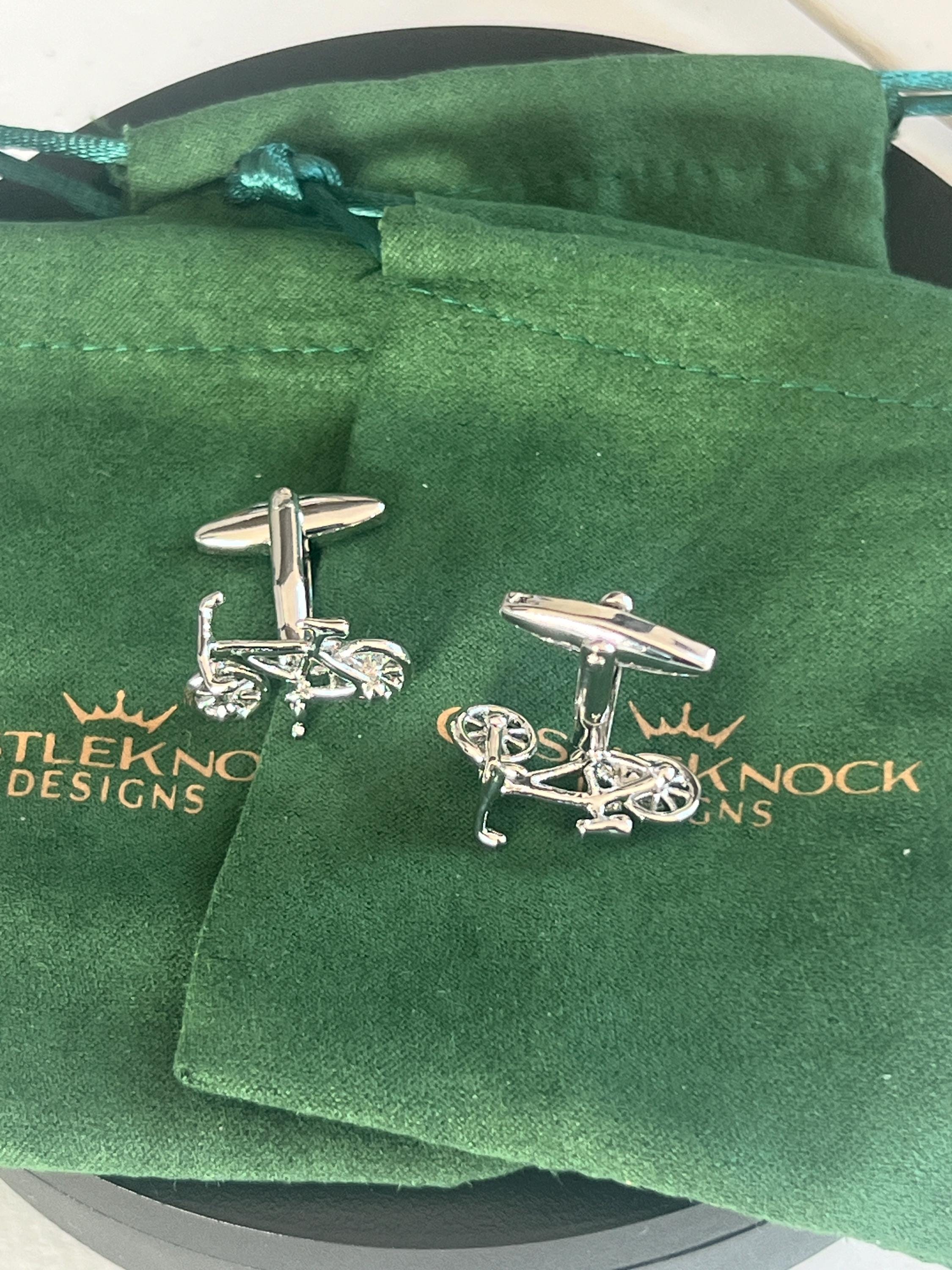 Silver Bicycle Cufflinks Cycling Inspired Men's Jewelry Bike Accessories Unique Gift for Him Bicycle Enthusiast Cufflinks for Riders