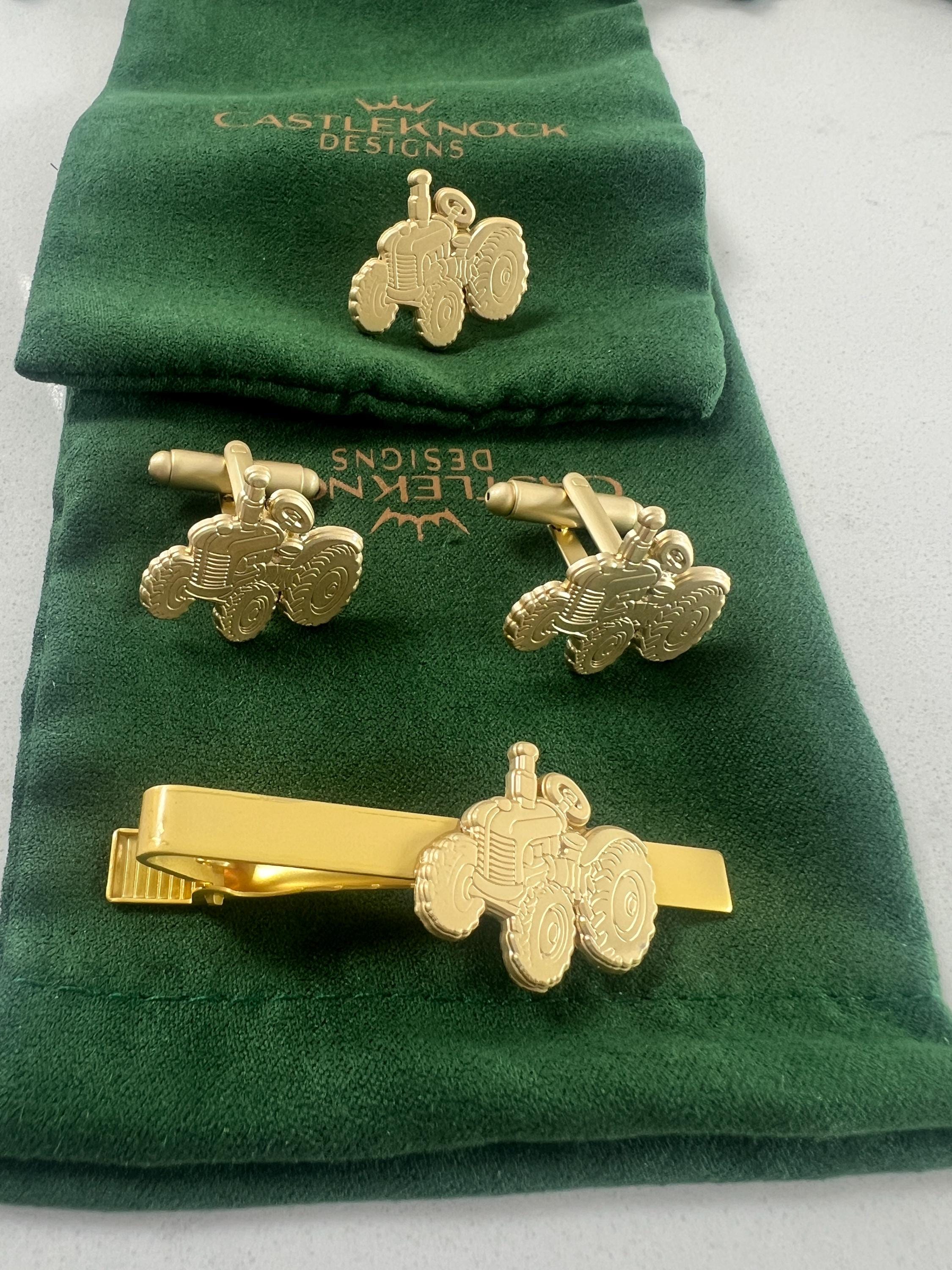 Vintage Tractor Cufflinks Suit Pin Tieclip Machinery Jewelery for Men Retro Agricultural Gift Unique Farmer Accessories Irish Farmer Gift