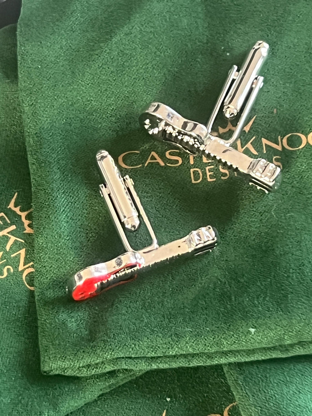 Electric Red Silver Guitar Cufflinks for Men Unique Music-Themed Accessories Perfect Gift for Guitarists Musicians or Rock Enthusiasts Ideal