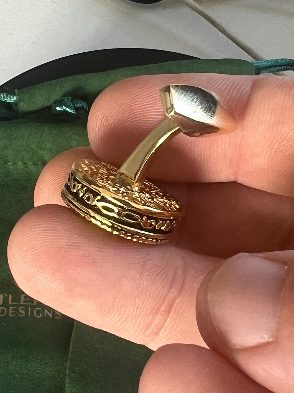 Gold Caesar Carved Design Cufflinks Roman Inspired Men's Jewelry Elegant Accessories Unique Gift for Him Gold Caesar Cufflinks