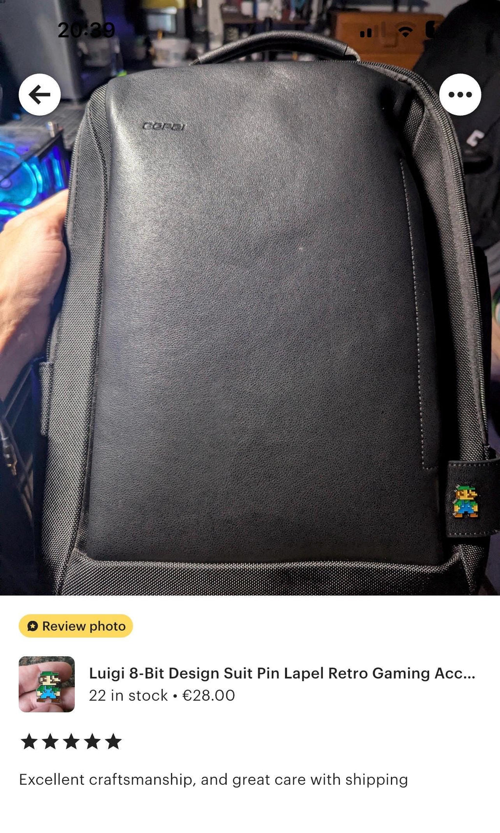 Luigi 8-Bit Design Suit Pin Lapel Retro Gaming Accessory Video Game Fan Jewelry Luigi-Inspired Design Unique Suit Decoration for Fans