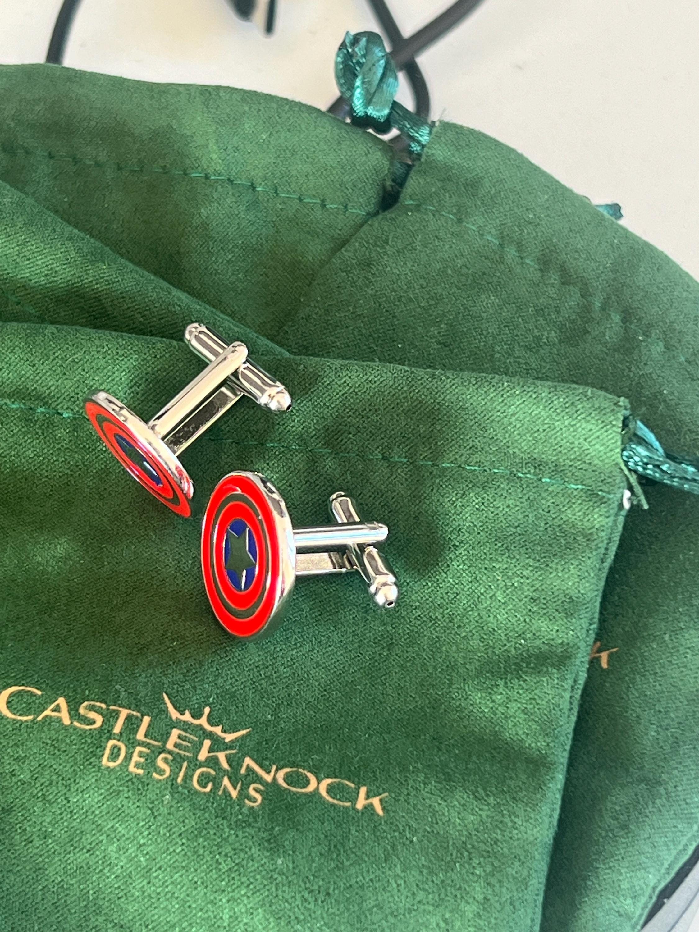 Captain America Shield First Avenger Cufflinks Marvel Comics Accessory Superhero-Themed Jewelry Unique Gift for Fans Stylish Men's Cufflinks