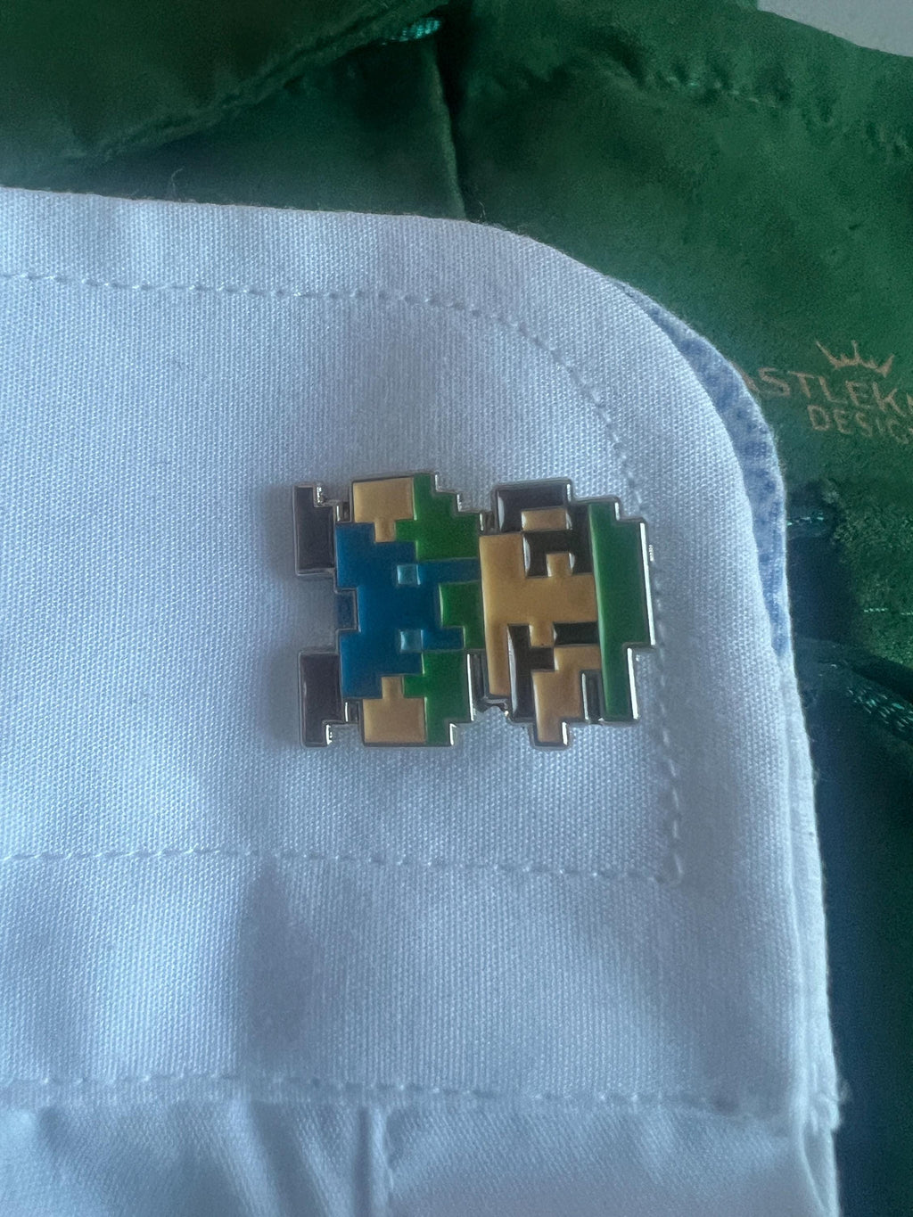 Luigi 8 Bit Design Cufflinks Retro Gaming Accessory Video Game Fan Jewelry Luigi Inspired Cufflinks Unique Gamer Gift Stylish Mens Accessory