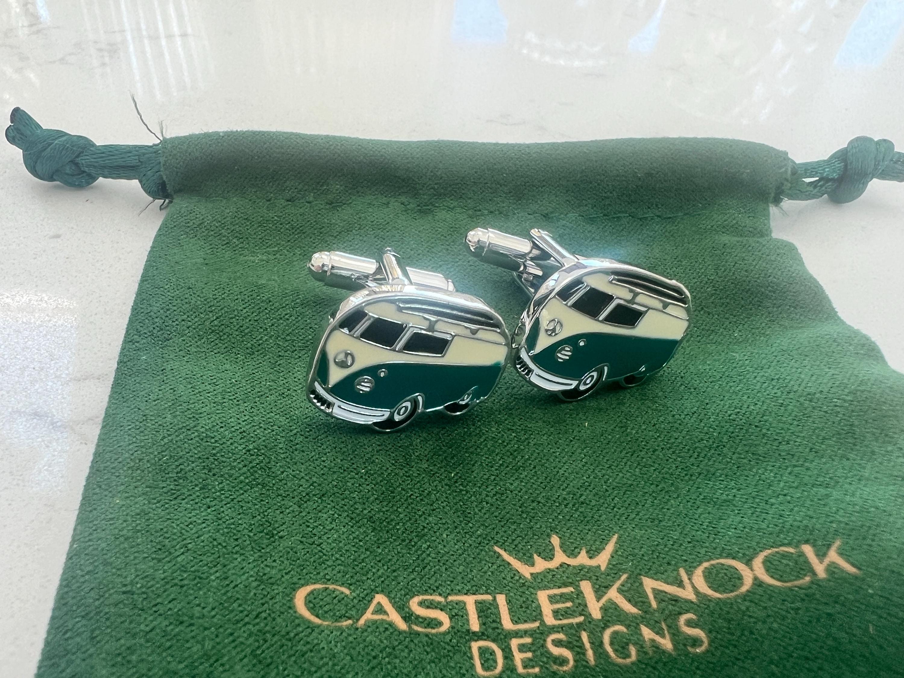 Camper Van Cufflinks with Surfer Rack Cool Travel Inspired Men's Jewelry Beach Lover Accessories Unique Gift Him Retro Surf Van Cufflinks