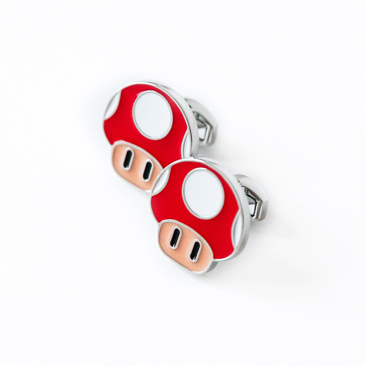 Mushroom Mario Cufflinks Retro Gaming Accessory Video Game Fan Jewelry Mushroom-Inspired Design Unique Gift Gamers Stylish Men's Cufflinks