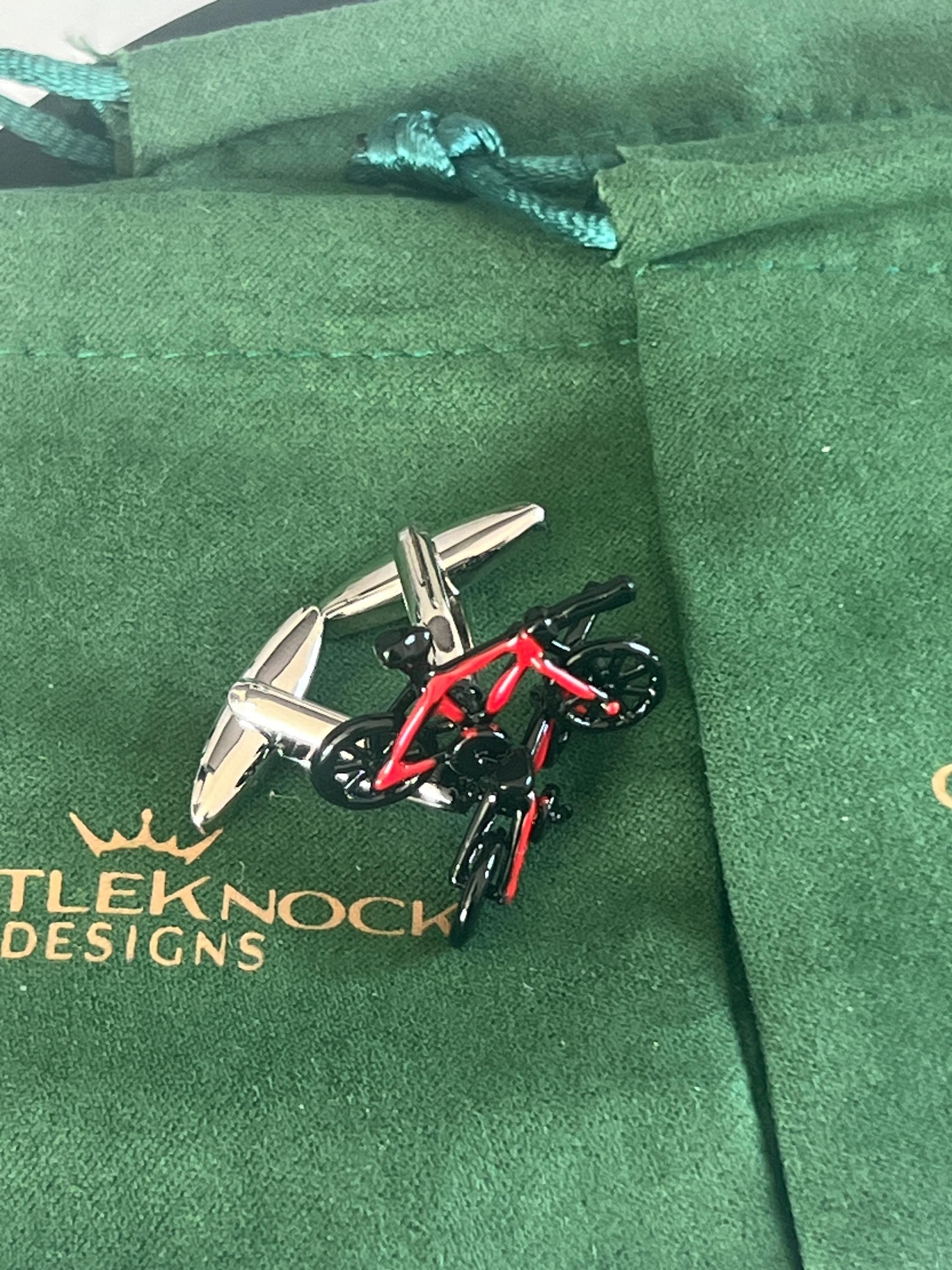 Red Frame Bicycle Cufflinks Cycling Inspired Men's Jewelry Bike Accessories Unique Gift for Him Bicycle Enthusiast Cufflinks for Riders