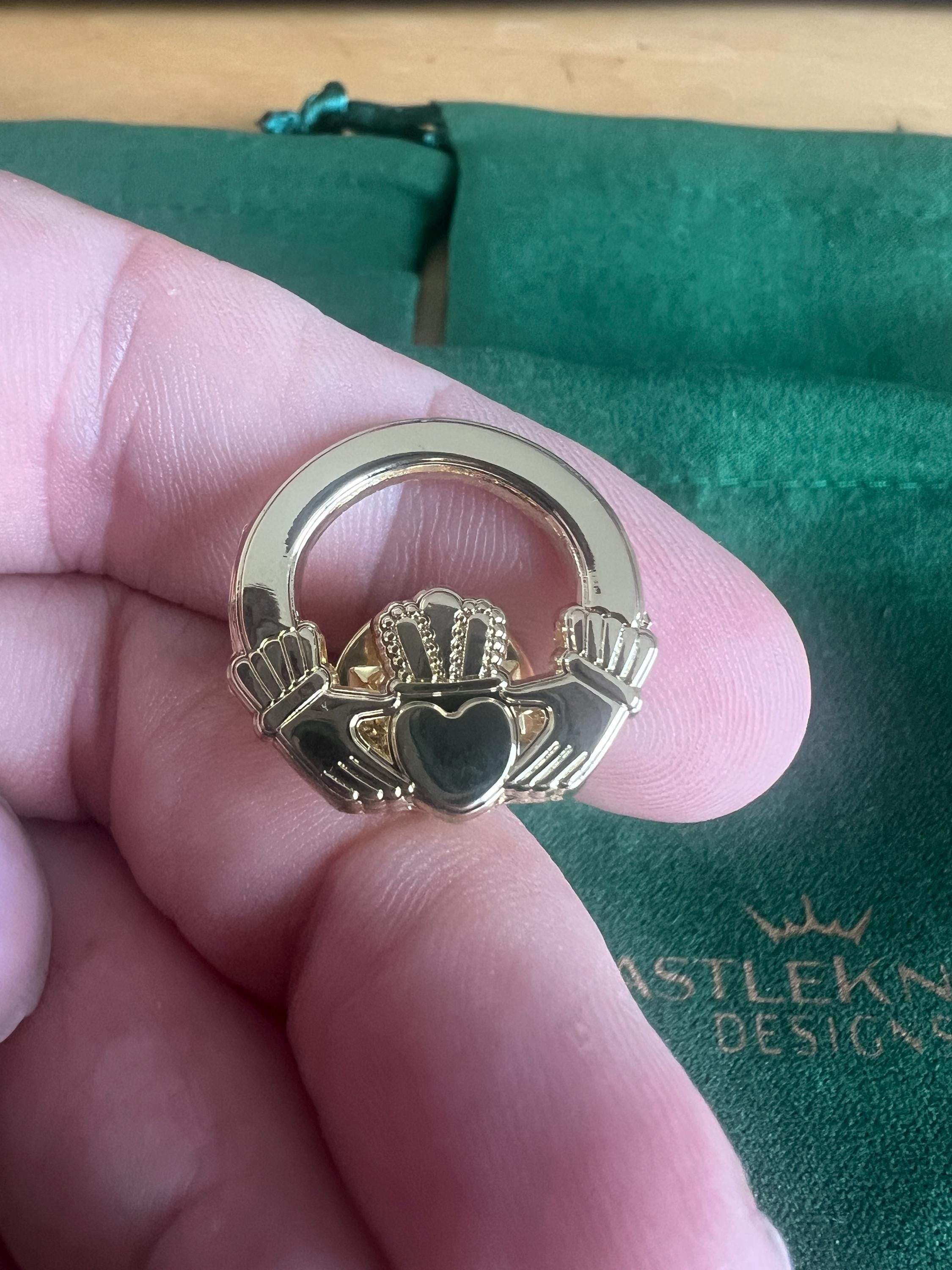 Claddagh Ring Suit Pin Gold Irish Jewelry Gift for Him Wedding Anniversary Men's Accessories Classic Irish Heritage Wedding Gift for Groom