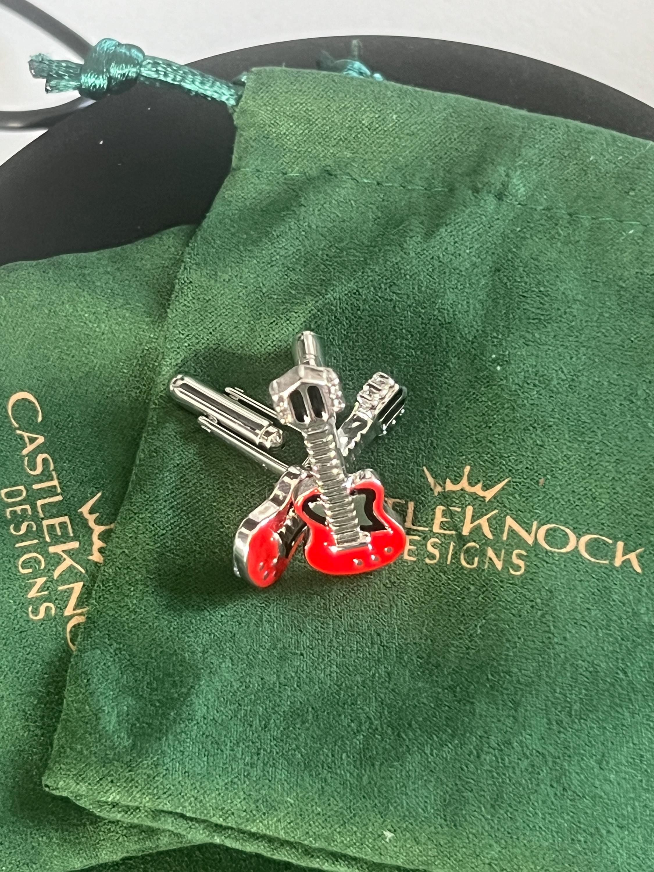 Electric Red Guitar Cufflinks for Men Unique Music-Themed Accessories Perfect Gift for Guitarists Musicians or Rock Enthusiasts Ideal