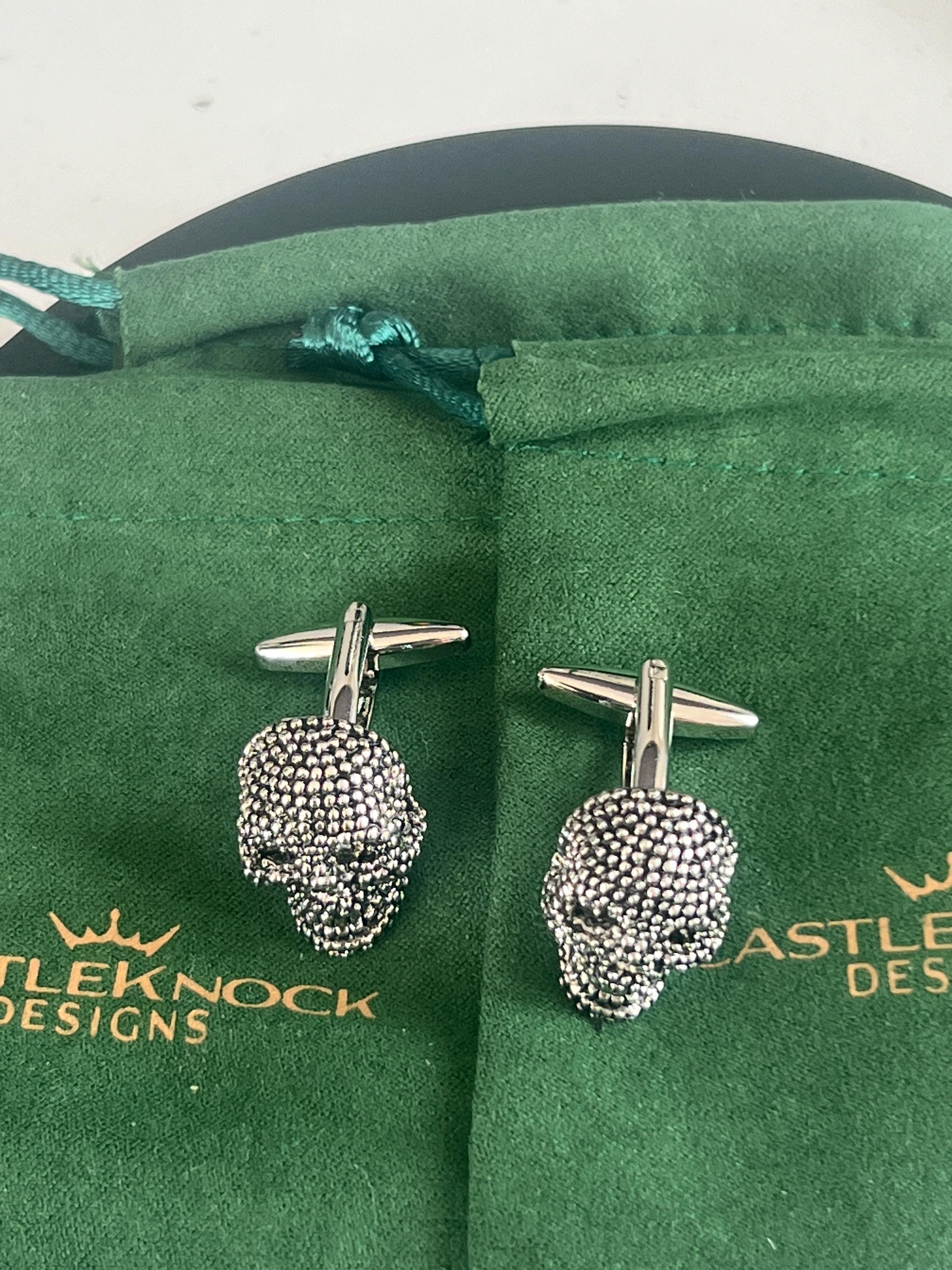 Silver Skull Cufflinks Gothic Men's Jewelry Skeleton Themed Accessories Halloween Gift for Him Wedding Birthday Groom Cufflinks