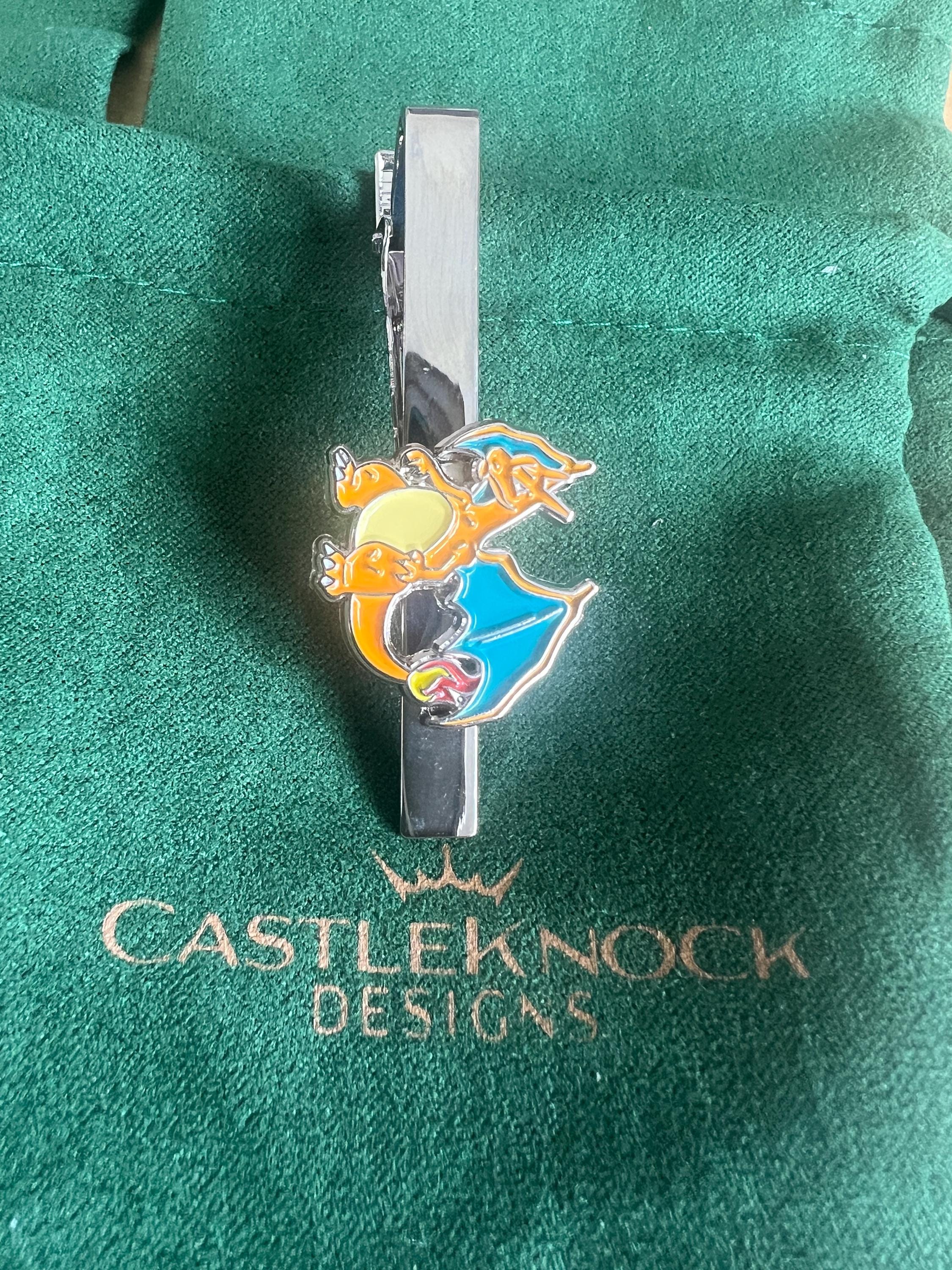 Charizard Tieclip fiery dragon inspired accessories perfect gift for Pokemon fans trainers weddings and special occasions unique design