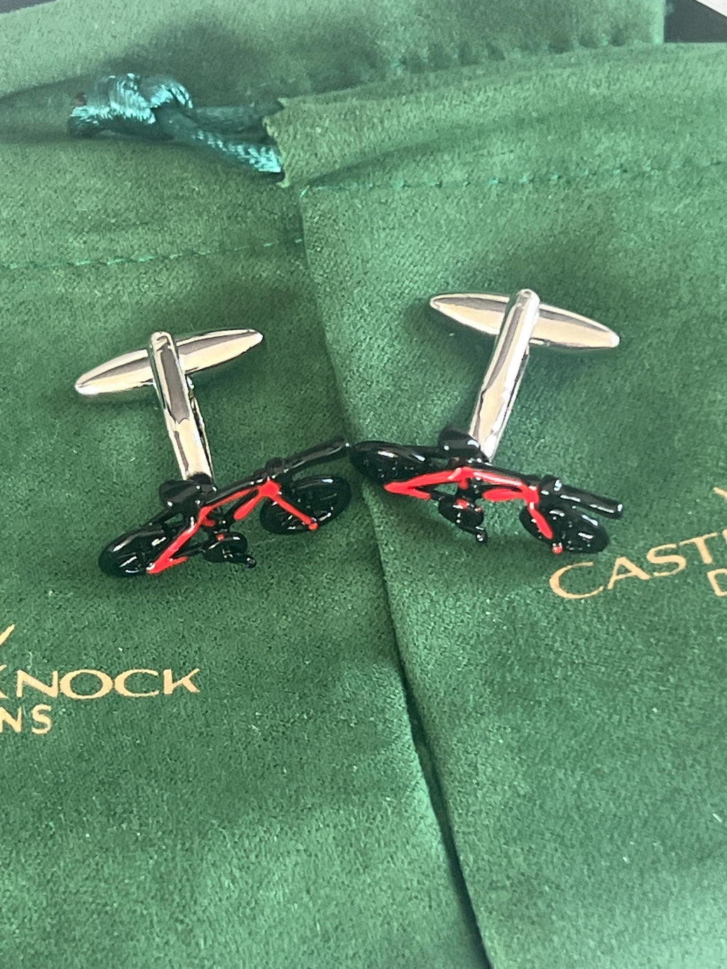 Red Frame Bicycle Cufflinks Cycling Inspired Men's Jewelry Bike Accessories Unique Gift for Him Bicycle Enthusiast Cufflinks for Riders