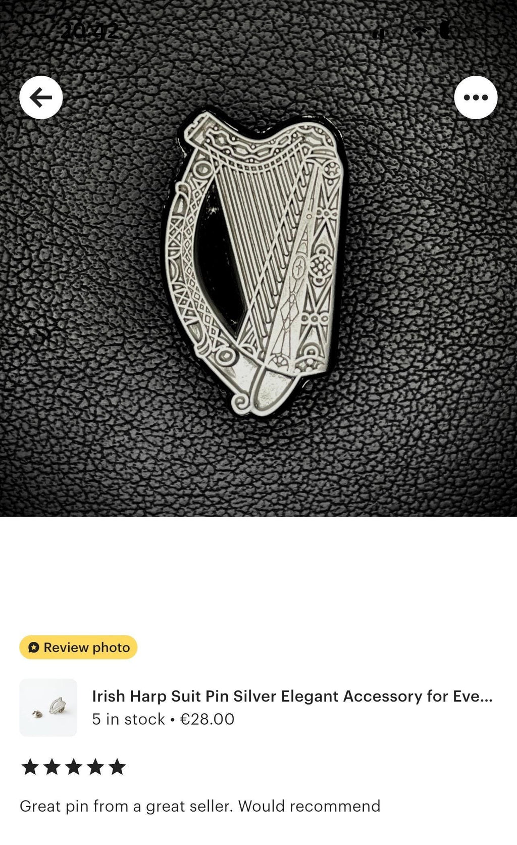 Irish Harp Suit Pin Silver Elegant Accessory for Every Occasion Handcrafted Irish Suit Pin Unique Irish Gift Ideal for Formal Events