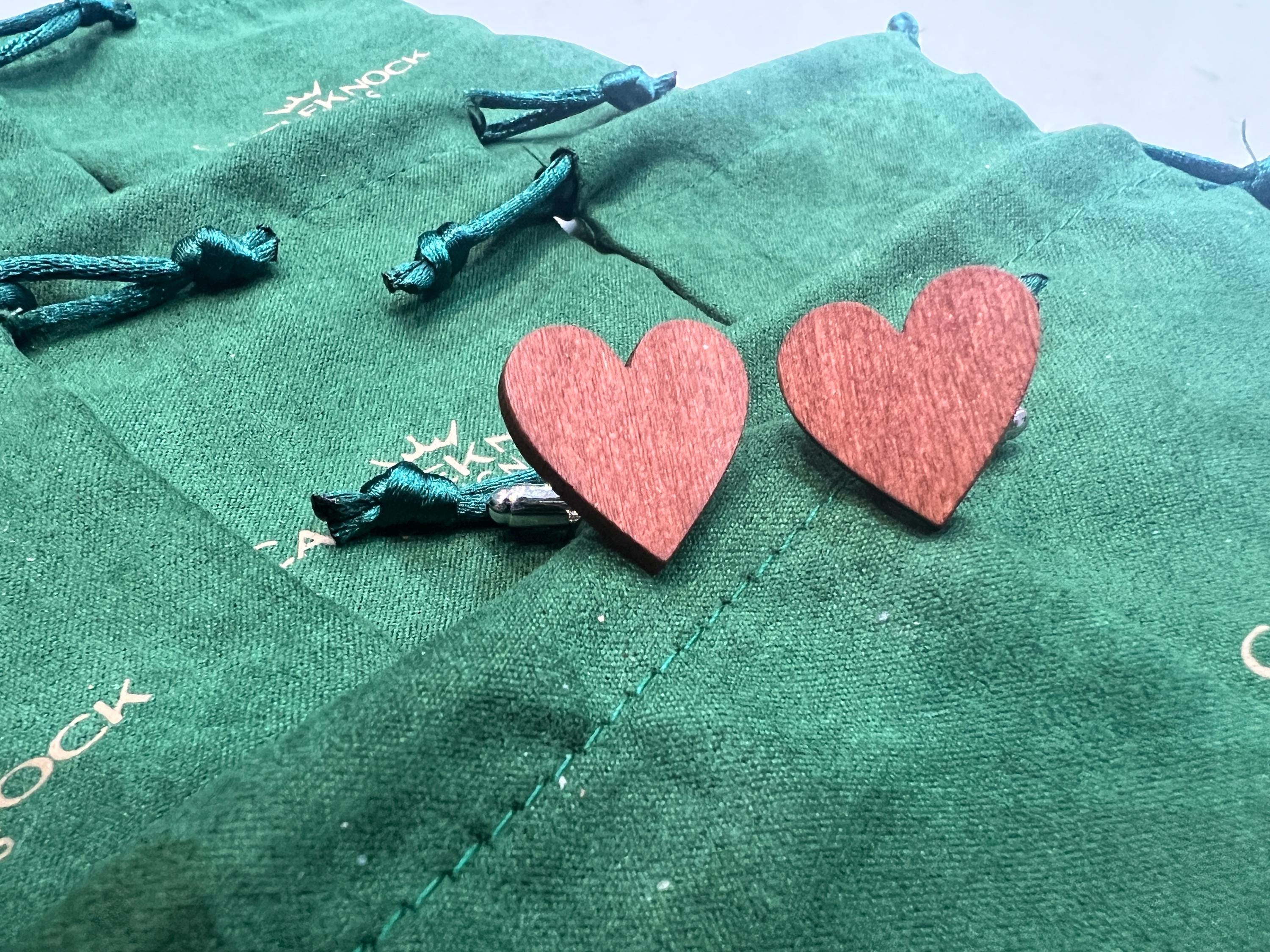 Wooden Heart Cufflinks Handmade Rustic Mens Accessory Unique Gift for Him Groomsmen Wedding Anniversary Valentines Day Father's Day Present