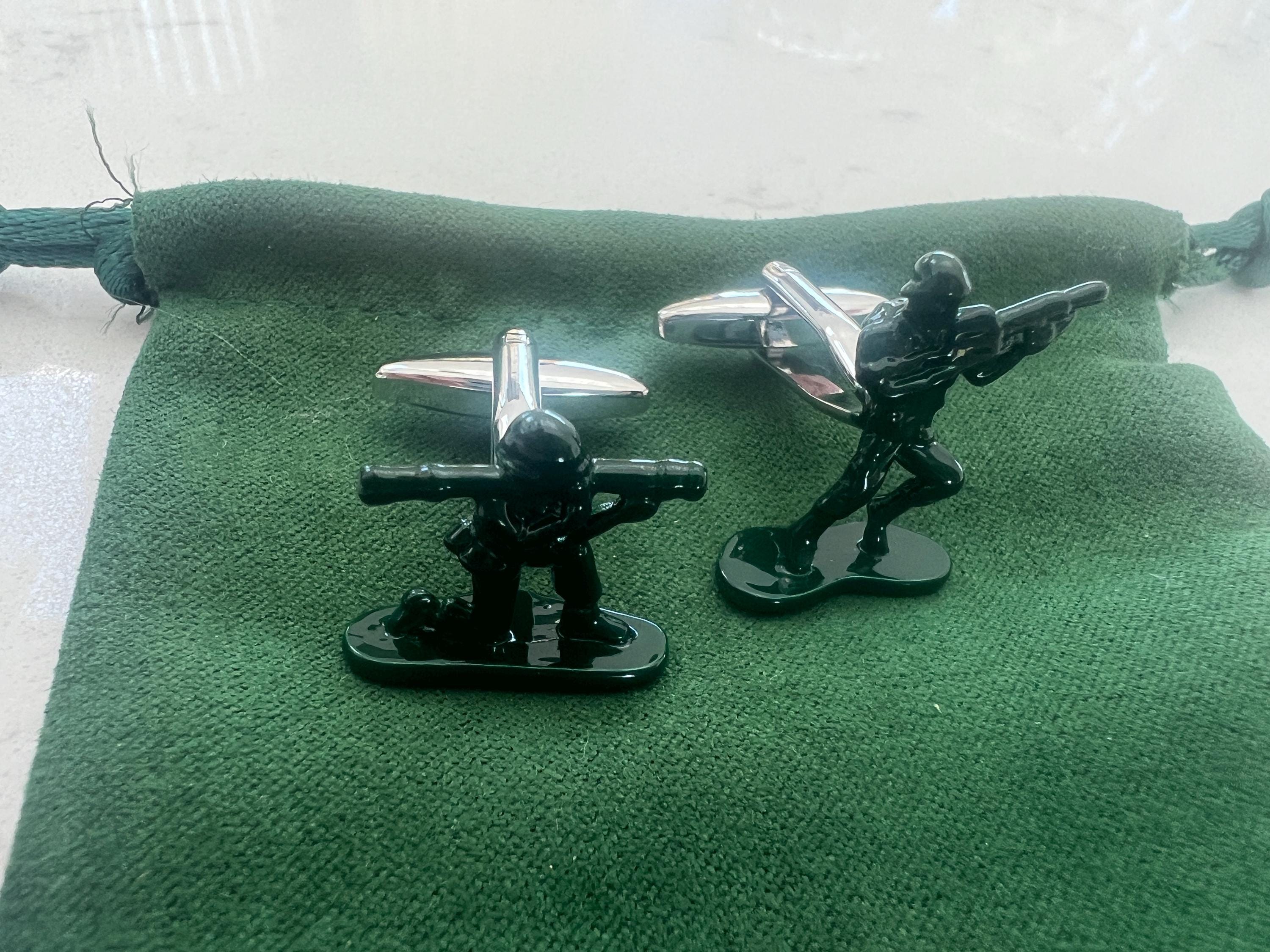 Toy Soldier Cufflinks Vintage Army Inspired Men's Jewelry Military Accessories Unique Gift for Him Retro Soldier Cufflinks Collectible