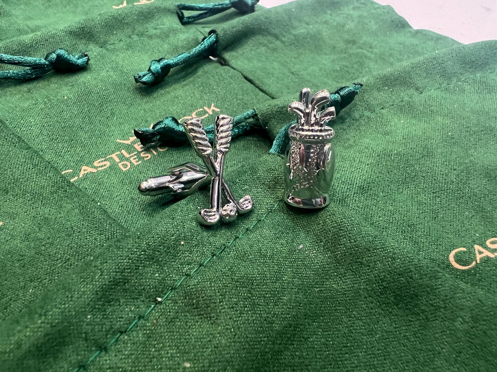 Golf Cufflinks Silver Golf Bag and Crossed Clubs Design Unique Men's Accessory Gift for Golfer Wedding Groomsmen Father's Day Jewelry