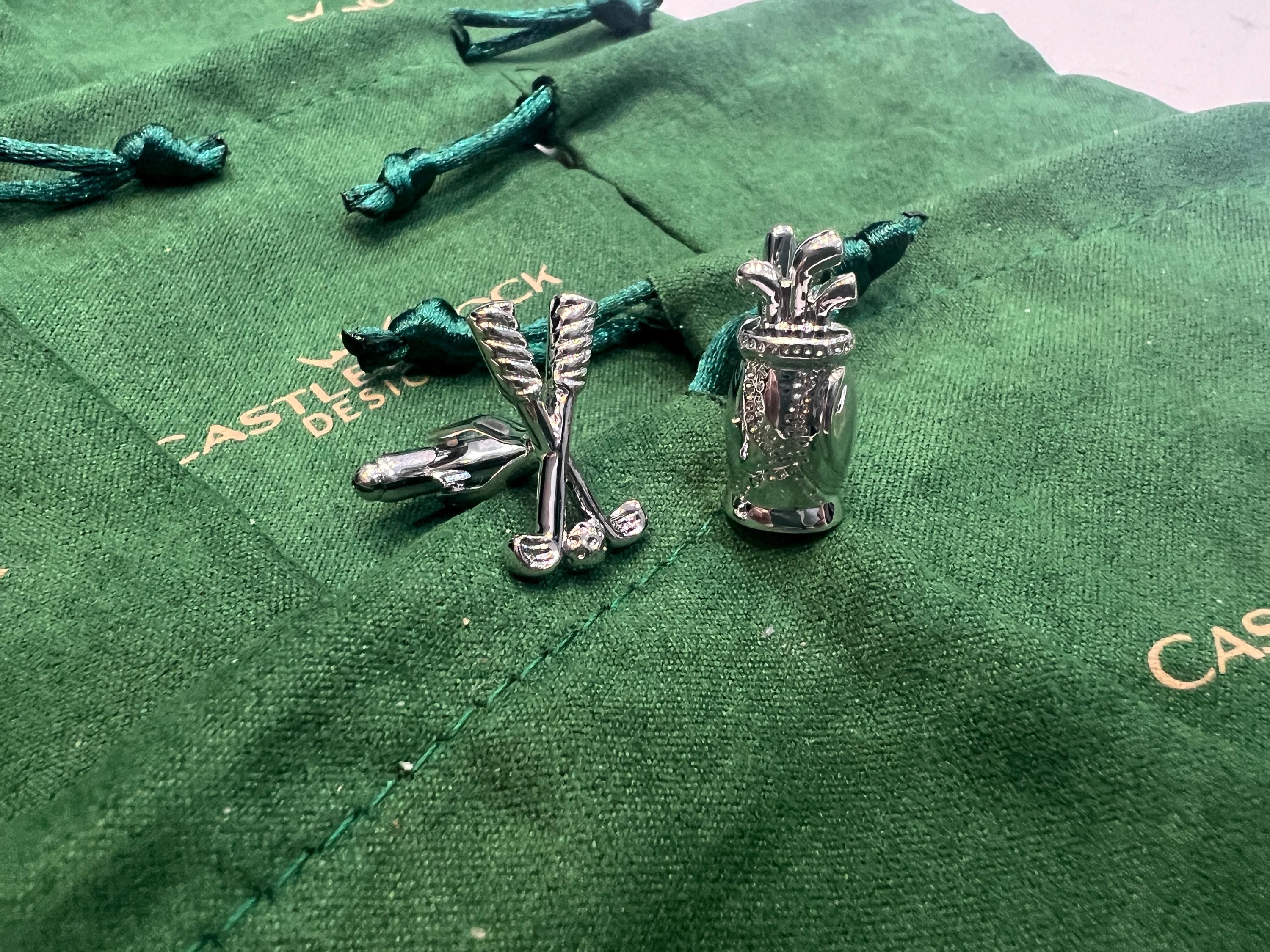 Golf Cufflinks Silver Golf Bag and Crossed Clubs Design Unique Men's Accessory Gift for Golfer Wedding Groomsmen Father's Day Jewelry