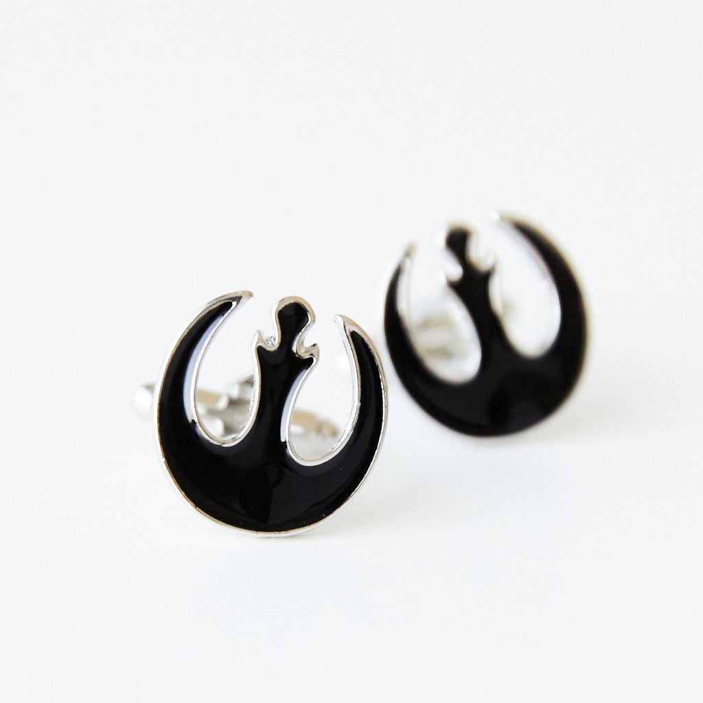 Rebel Alliance Cufflinks Black Star Wars Inspired Mens Jewelry Galactic Rebel Accessories Sci Fi Gift for Him Wedding Groom Gift Unique
