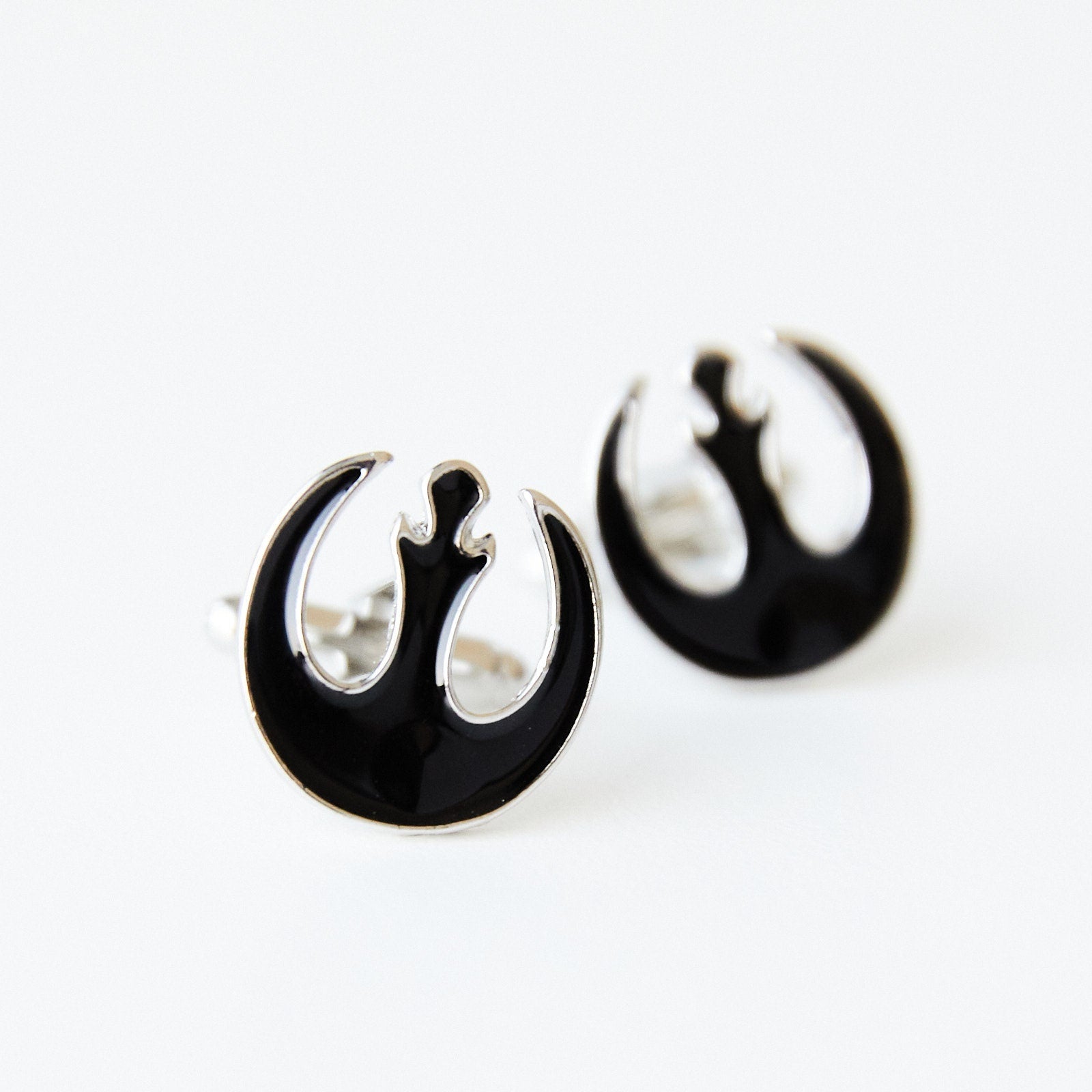 Rebel Alliance Cufflinks Black Star Wars Inspired Mens Jewelry Galactic Rebel Accessories Sci Fi Gift for Him Wedding Groom Gift Unique