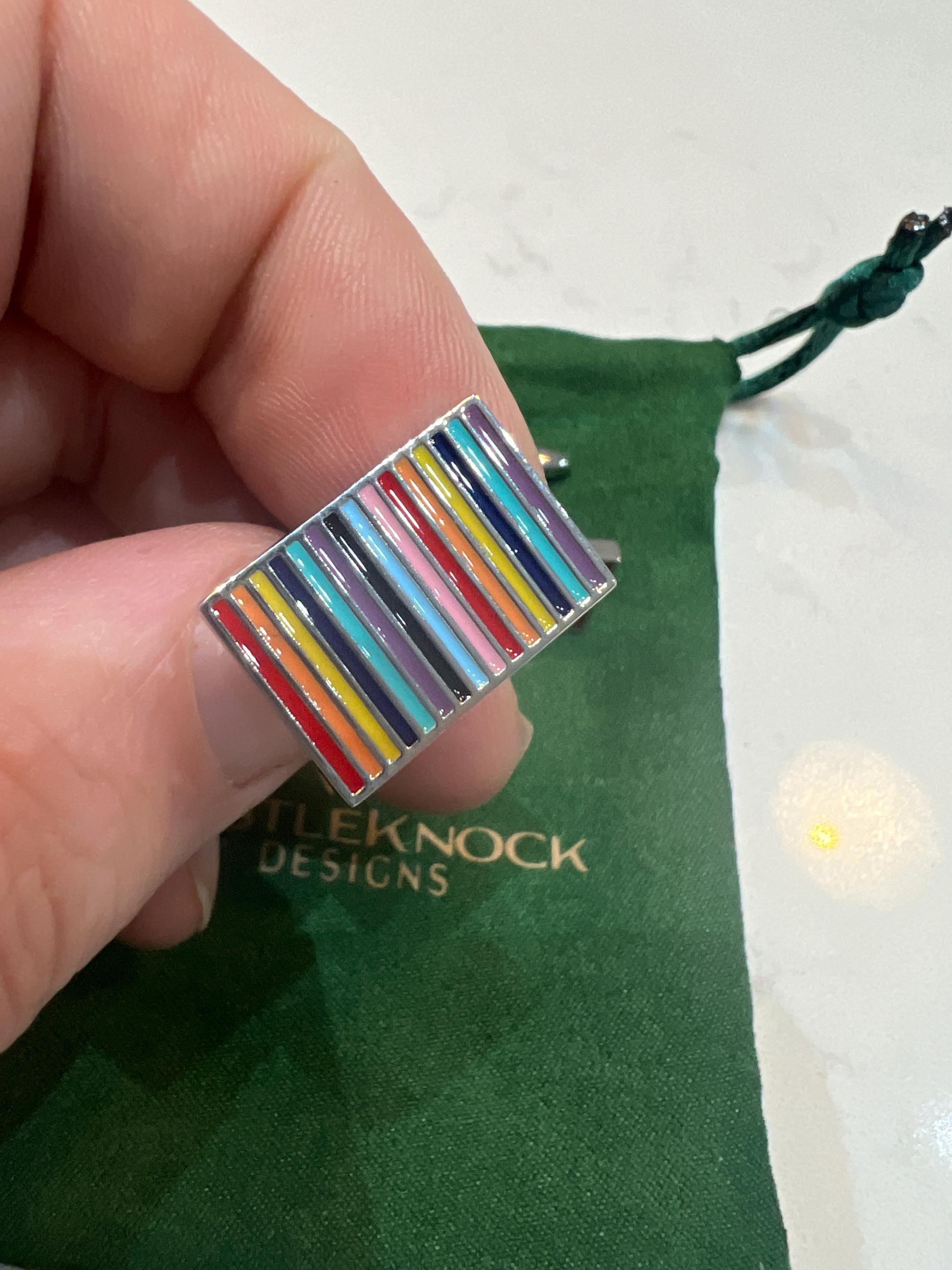 Modern Rainbow Cufflinks Bold Square Design Colorful Men's Jewelry LGBTQ Pride Gift Unique Wedding Accessory Groom or Groomsmen Idea