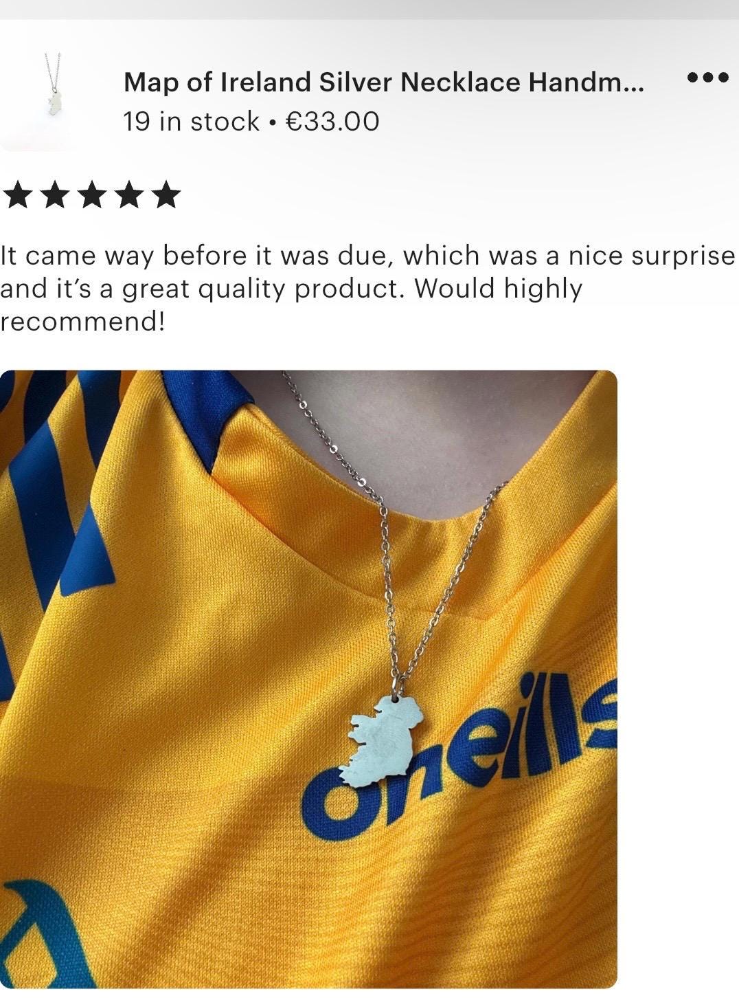 Map of Ireland Silver Necklace Handmade Irish Jewelery Celtic Gift for Her Irish Pendant Necklace Ireland Lover Gift Unique Irish Keepsake