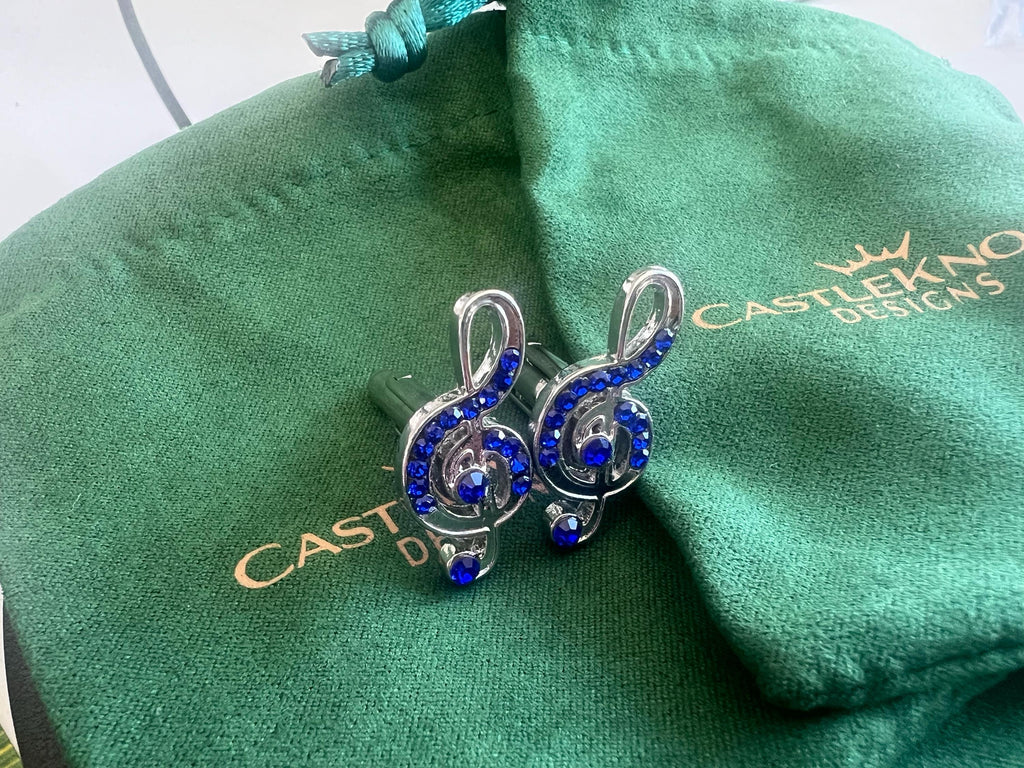 Blue Music Symbol Cufflinks Unique Musical Note Accessories Musicians Handmade Gift Stylish Music-Themed Cufflinks Perfect for Music Lovers