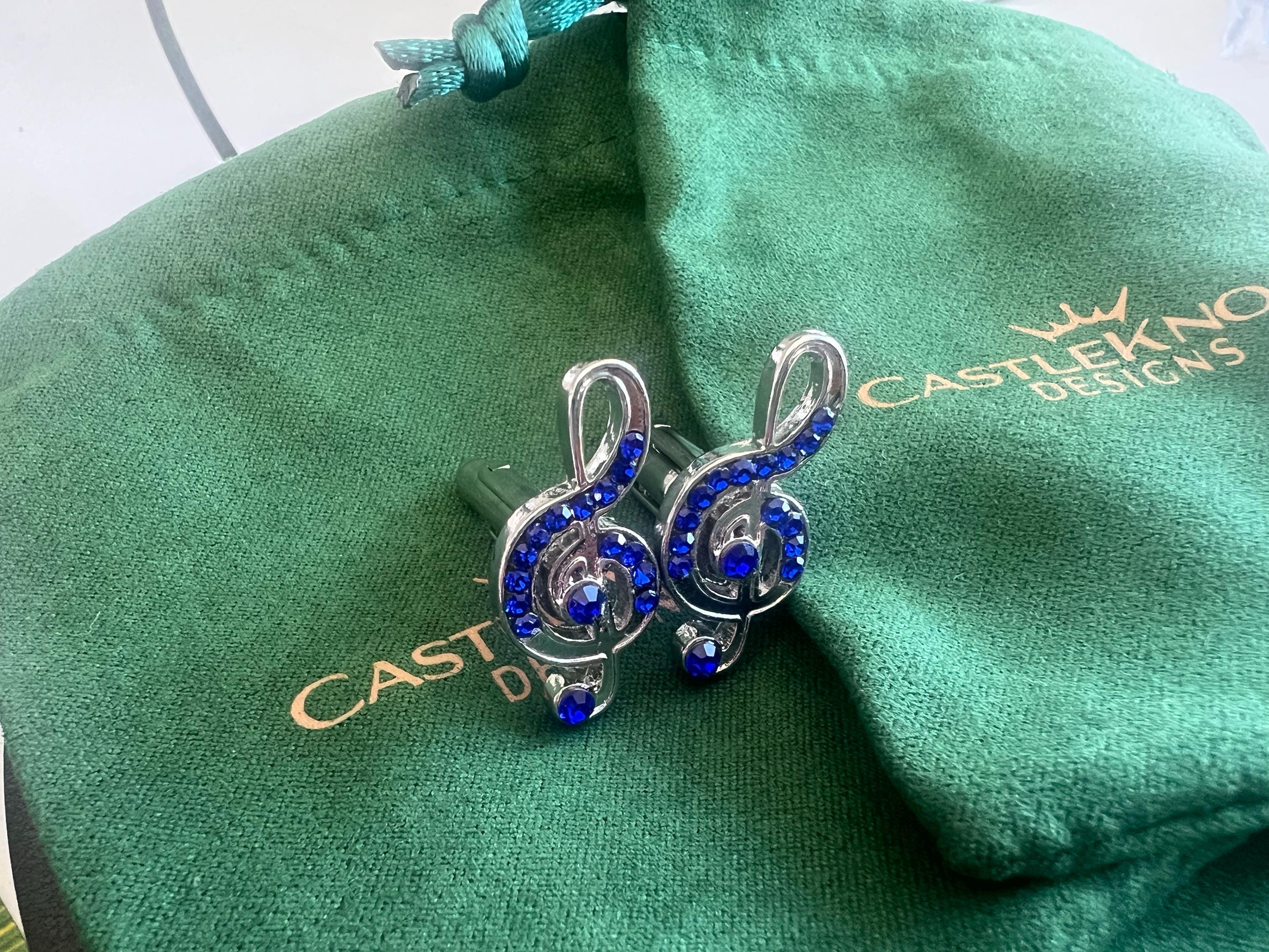 Blue Music Symbol Cufflinks Unique Musical Note Accessories Musicians Handmade Gift Stylish Music-Themed Cufflinks Perfect for Music Lovers