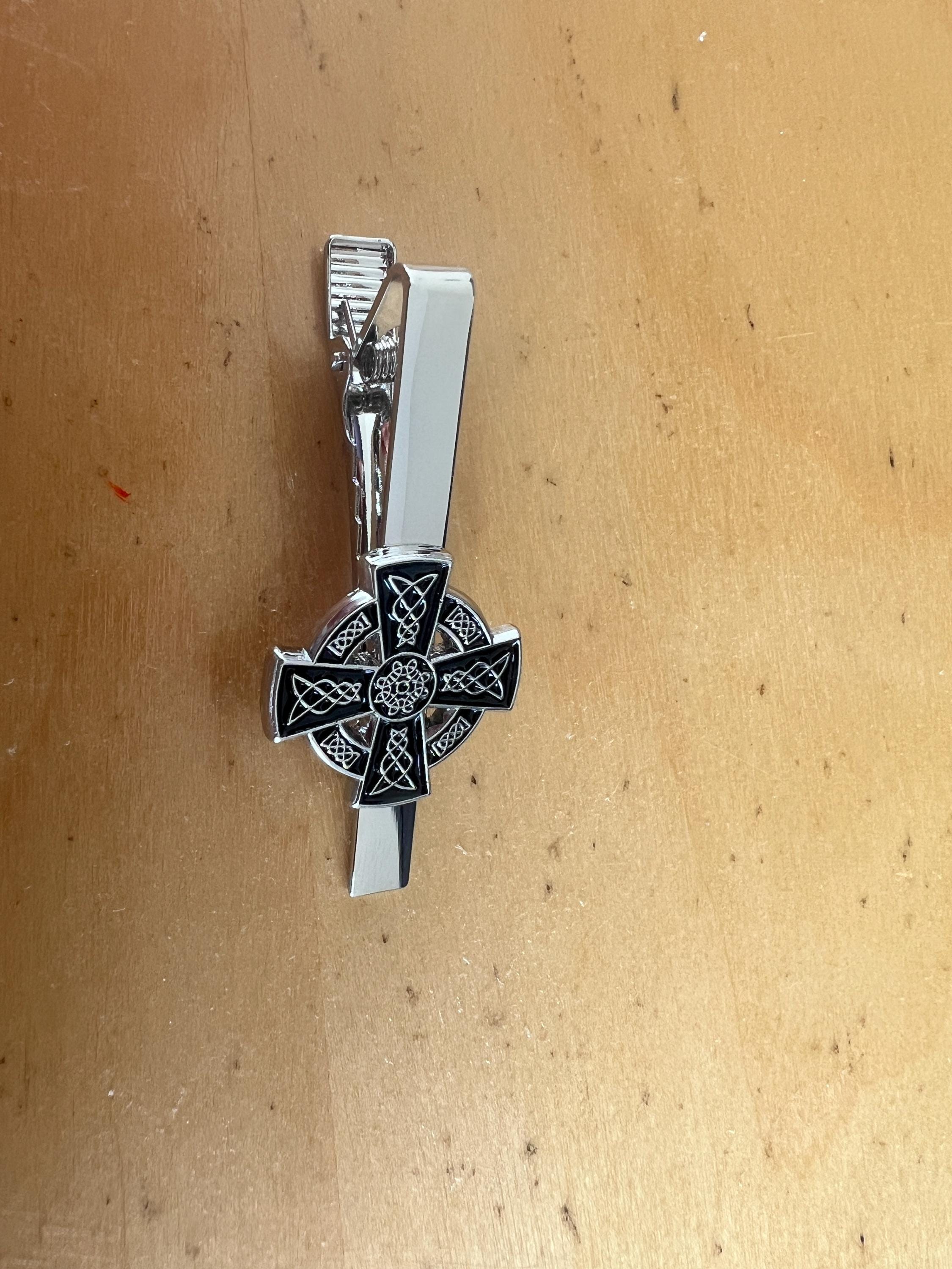 Celtic Cross Tie Clip Silver Handcrafted Elegant Accessory Unique Gift for Him Ideal for Formal Events and Special Occasions Celtic Tieclip