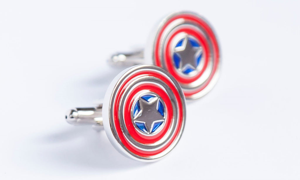 Captain America Shield First Avenger Cufflinks Marvel Comics Accessory Superhero-Themed Jewelry Unique Gift for Fans Stylish Men's Cufflinks