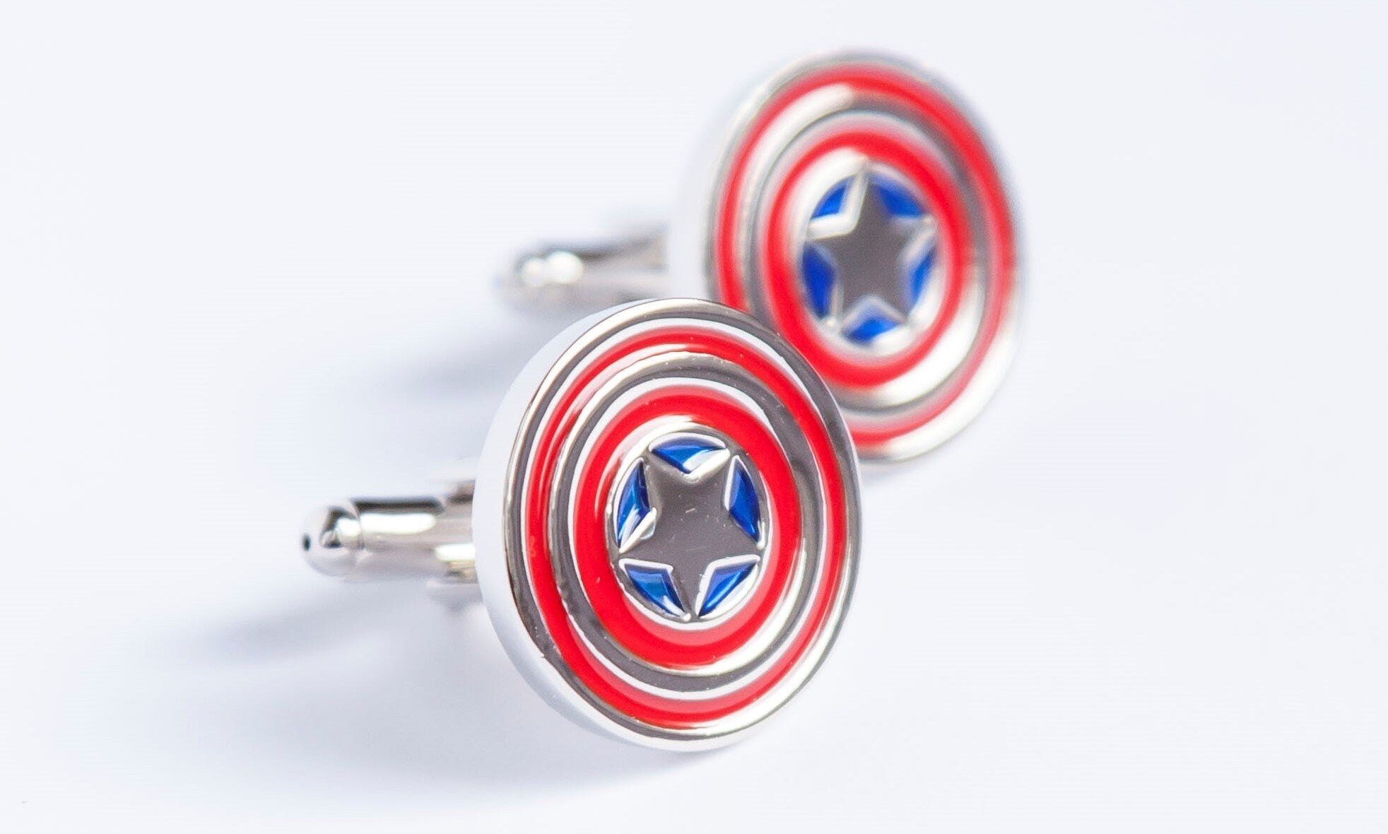 Captain America Shield First Avenger Cufflinks Marvel Comics Accessory Superhero-Themed Jewelry Unique Gift for Fans Stylish Men's Cufflinks