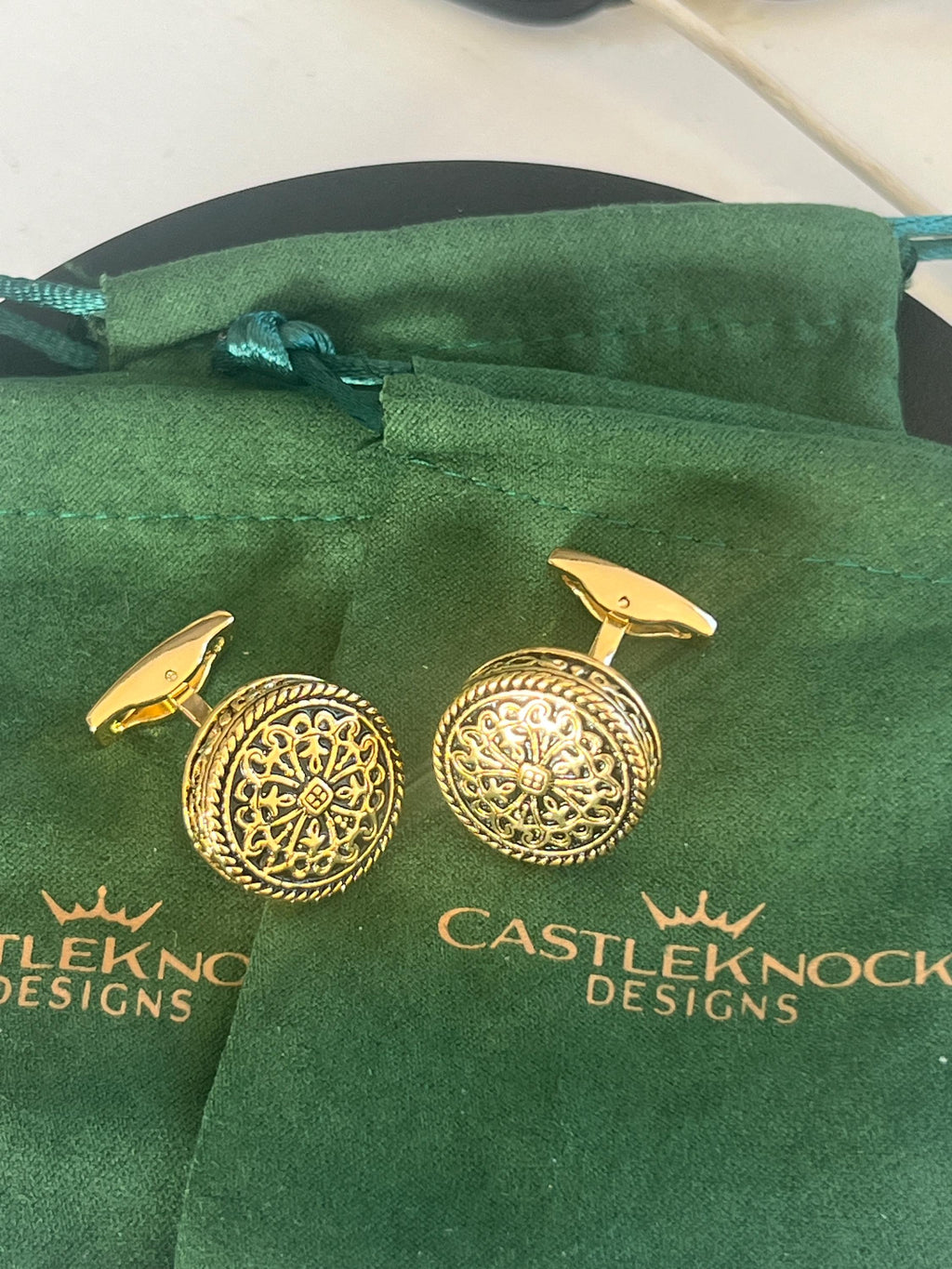 Gold Caesar Carved Design Cufflinks Roman Inspired Men's Jewelry Elegant Accessories Unique Gift for Him Gold Caesar Cufflinks