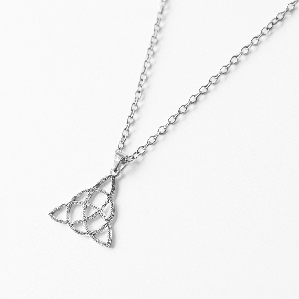 Celtic Knot Silver Chain, Unisex triquetra Necklace, Unique Irish Gift Ireland, Charmed style Gift for Her, Irish Christmas Gift for Him