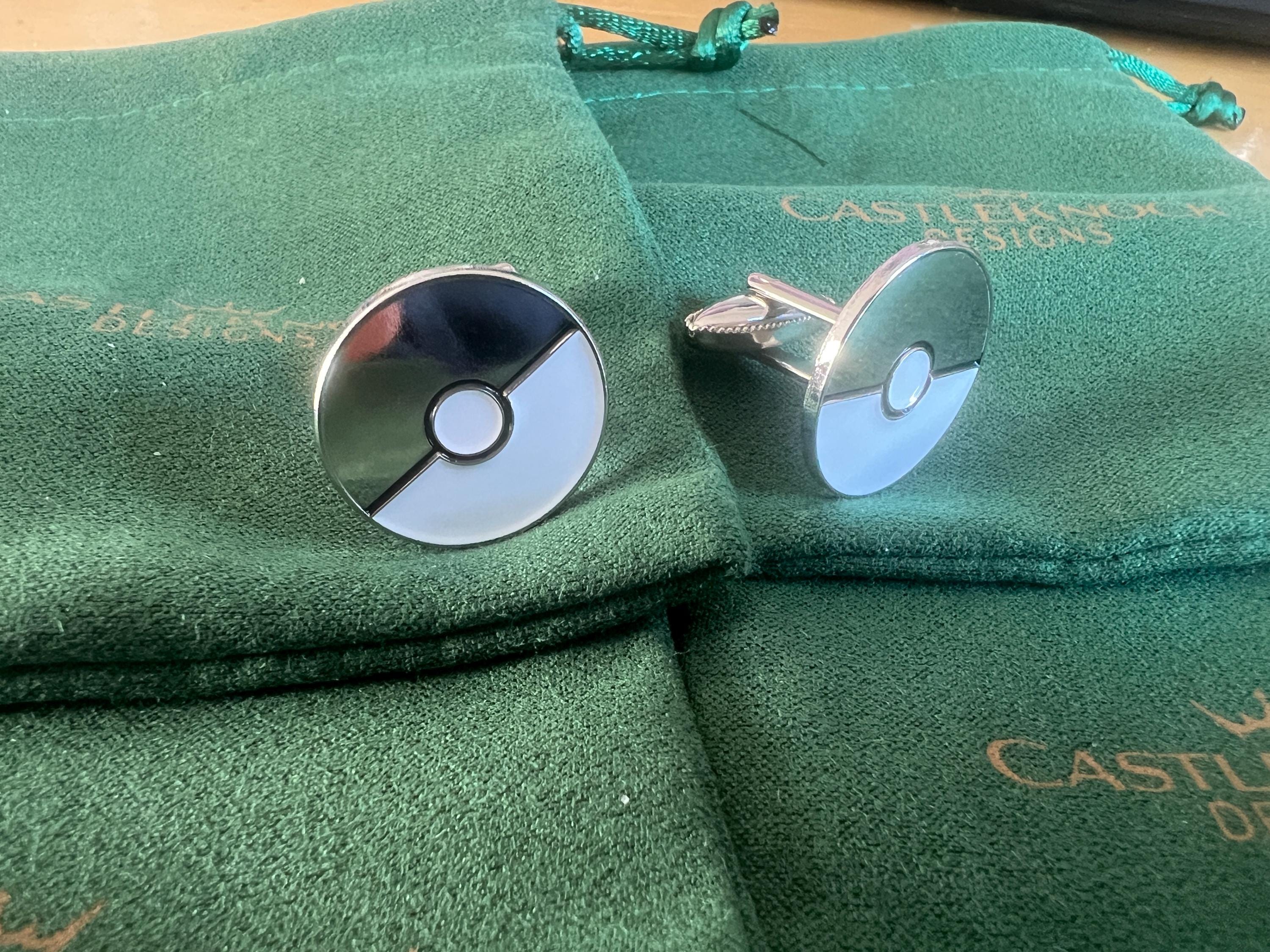 Pokemon Poke Ball Cufflinks Silver and White Unique Gamer Jewelry Fun Accessory for Pokemon Fans Collectors Gift for Him or Her Enthusiasts