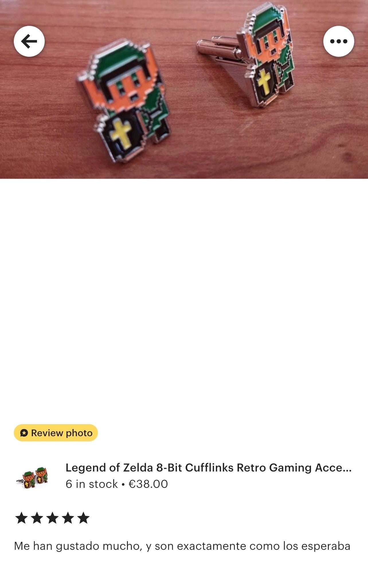 Legend of Zelda 8-Bit Cufflinks Retro Gaming Accessory Video Game Fan Jewelry Zelda-Inspired Design Unique Men's Cufflinks Gift for Gamers