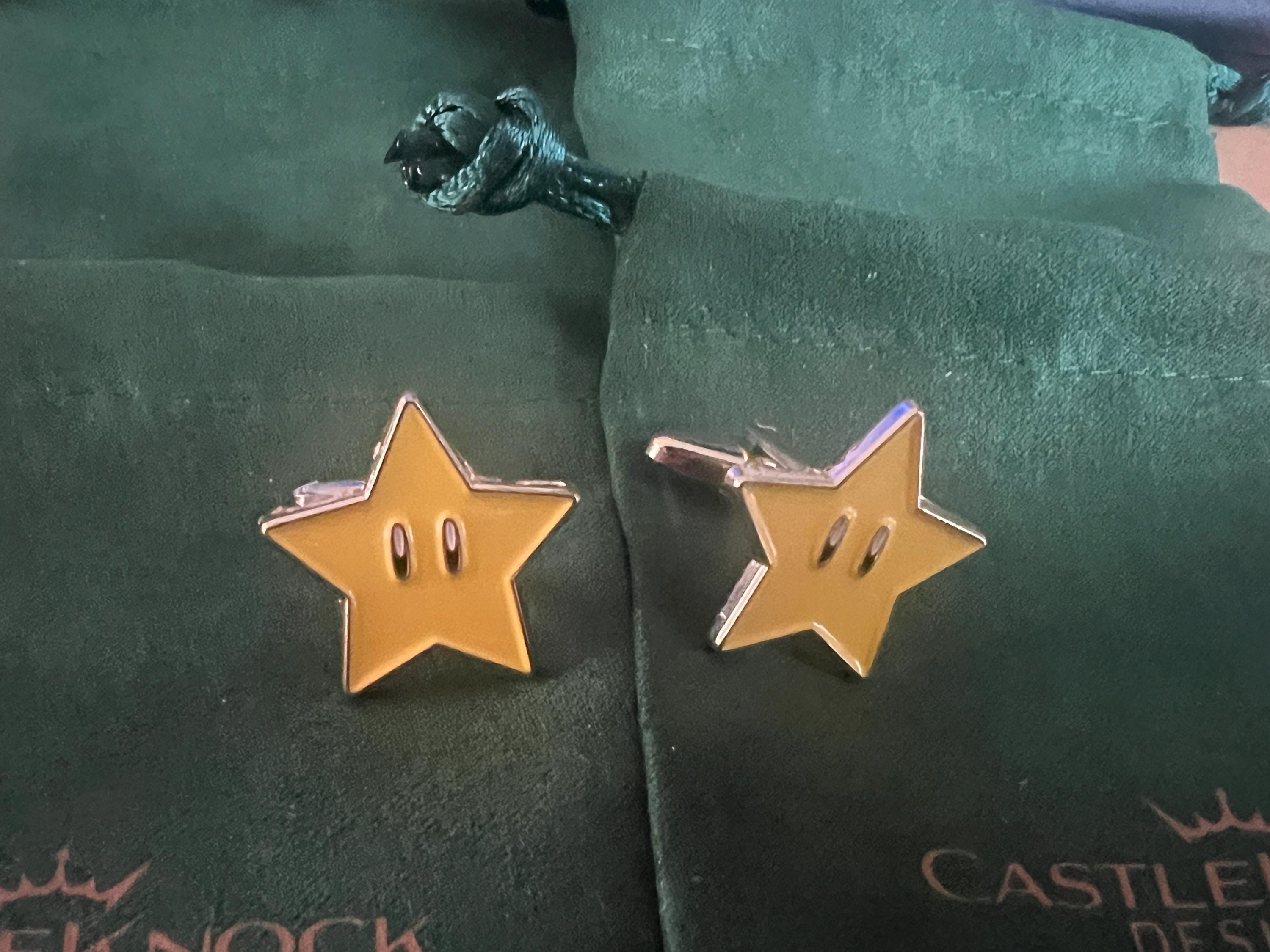 Super Star Cufflinks Retro Gaming Accessories Handcrafted Unique Gift for Gamers Geeky Wedding Jewelry Perfect for Mario Fans and Collectors