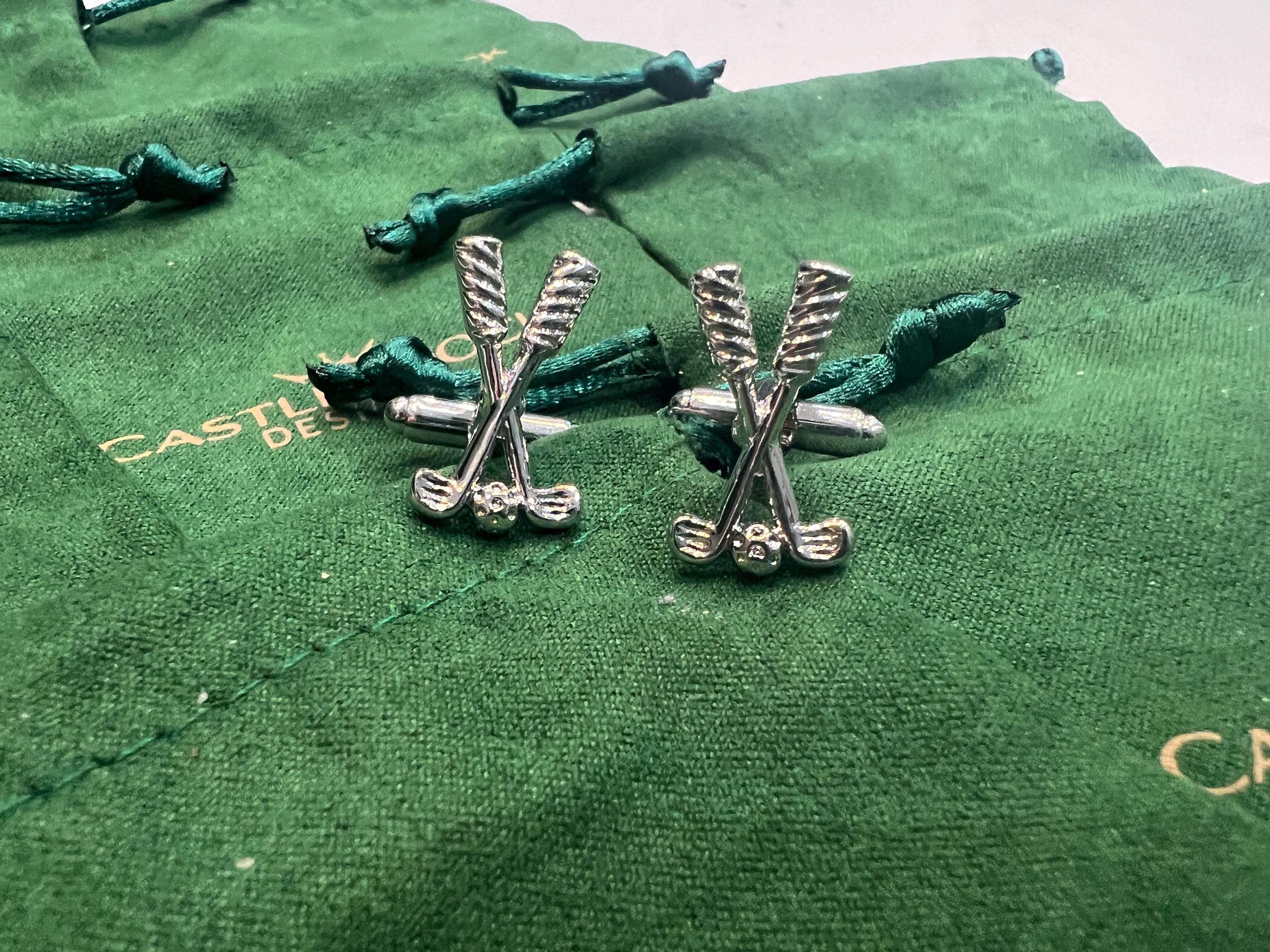 Golf Clubs Cufflinks Handcrafted Golfer Accessories Unique Gift for Him Elegant Formal Wear Jewelry Perfect for Golf Lovers and Enthusiasts