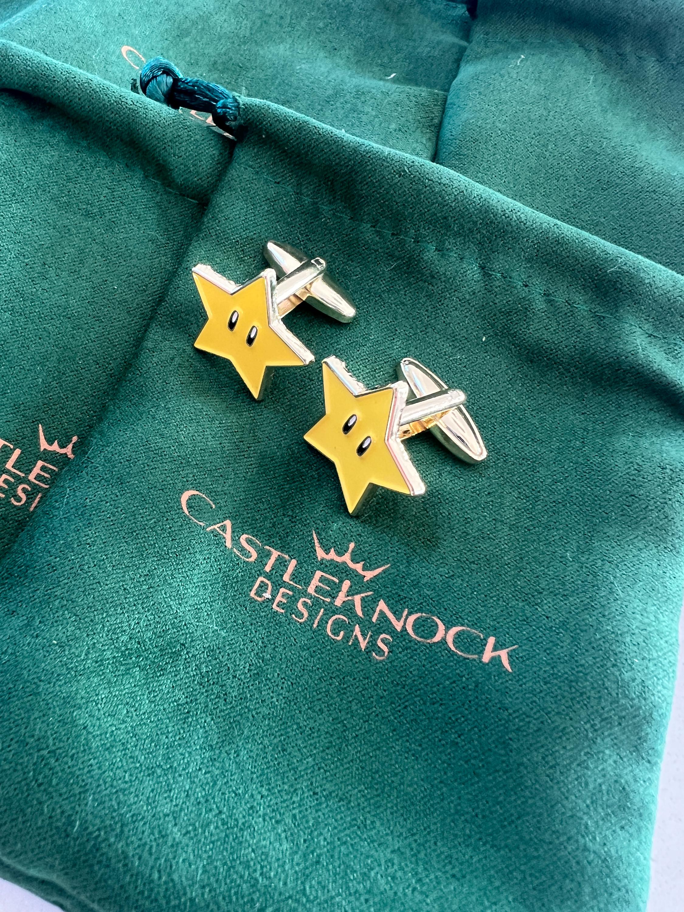 Super Star Mario Series Tie Clip Suit Pin and Cufflinks fun gaming-inspired accessories perfect gift for gamer weddings special occasions